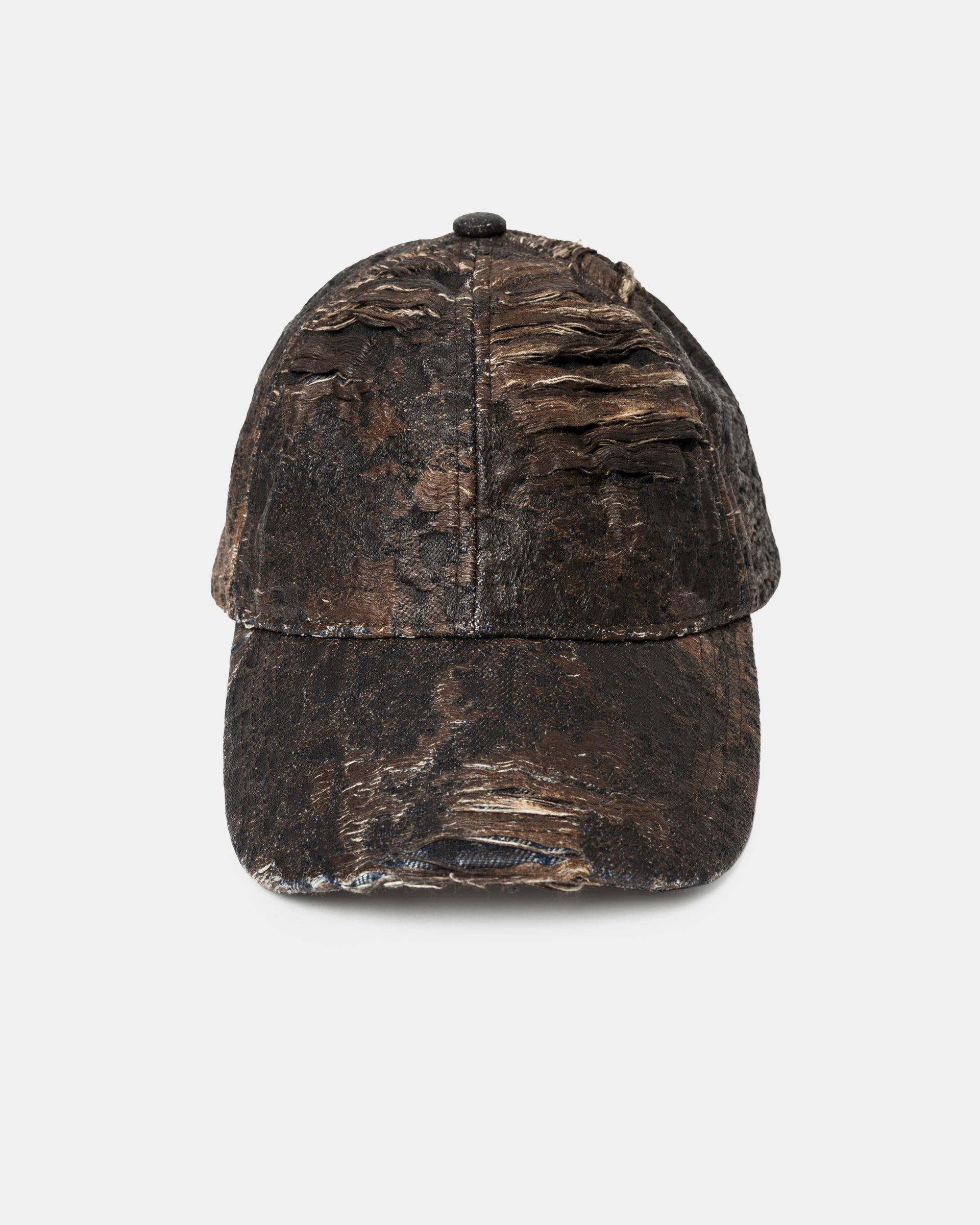 Distressed Monogram Denim Hat in Brown