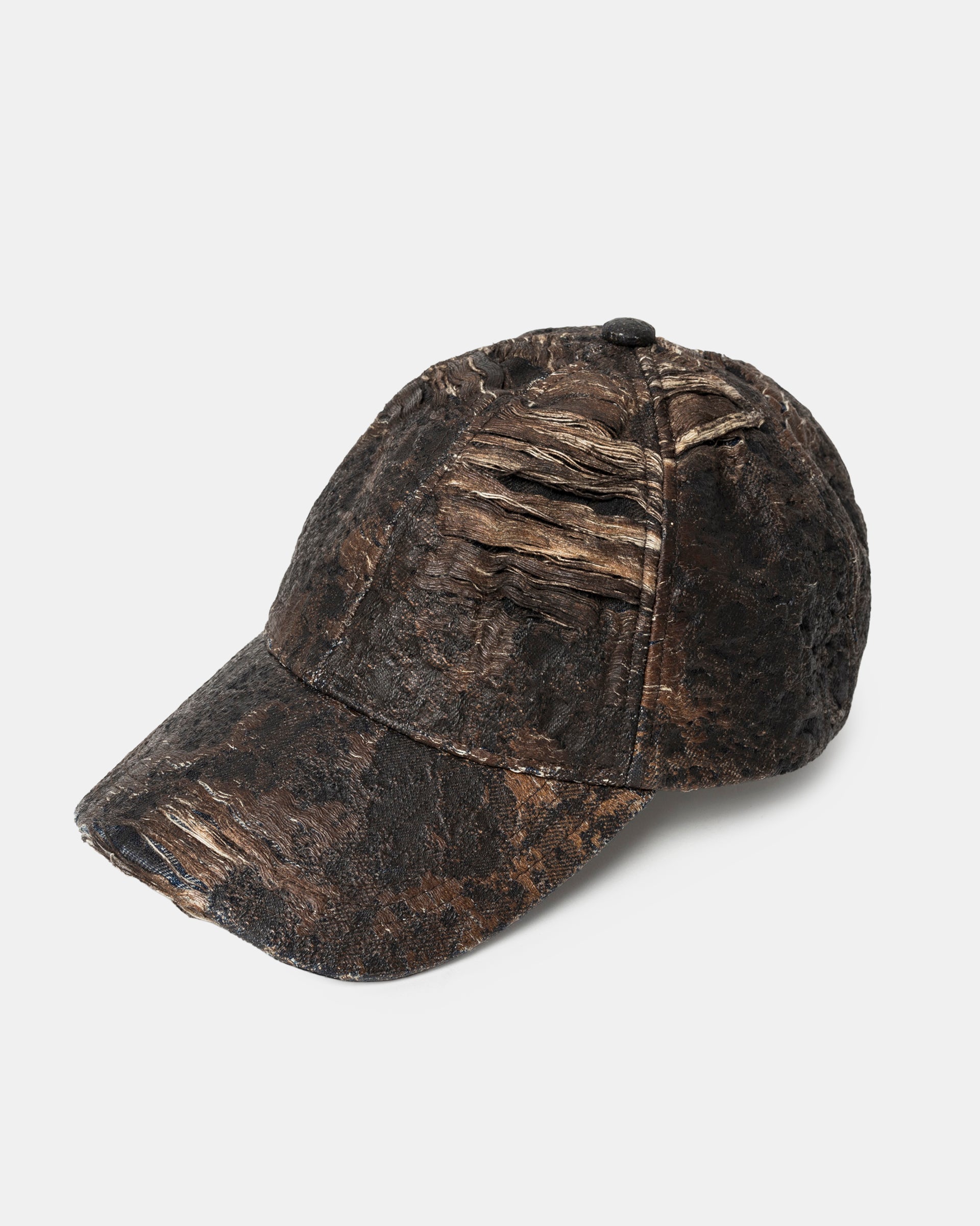 Distressed Monogram Denim Hat in Brown
