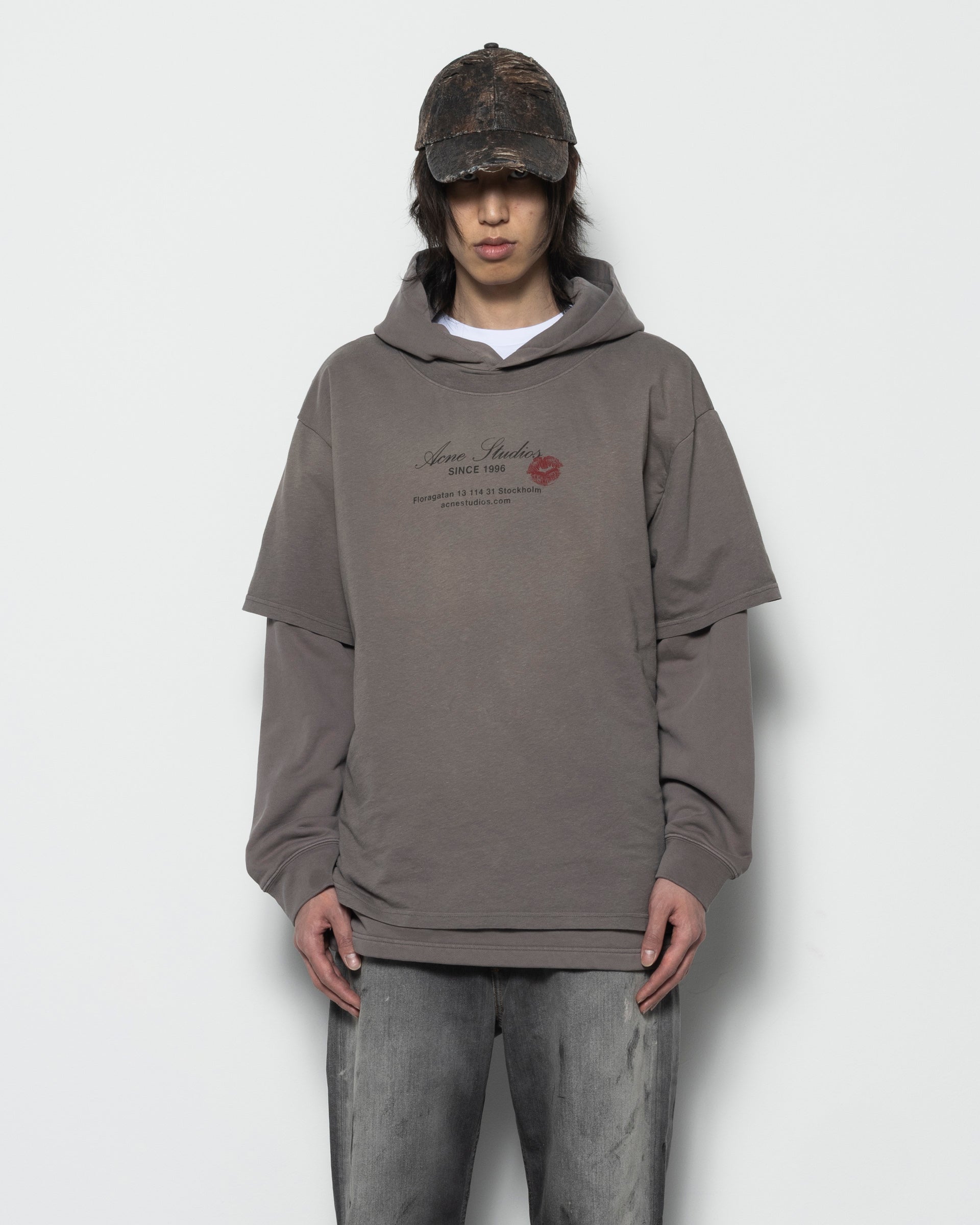 Double Layered Hoodie in Grey
