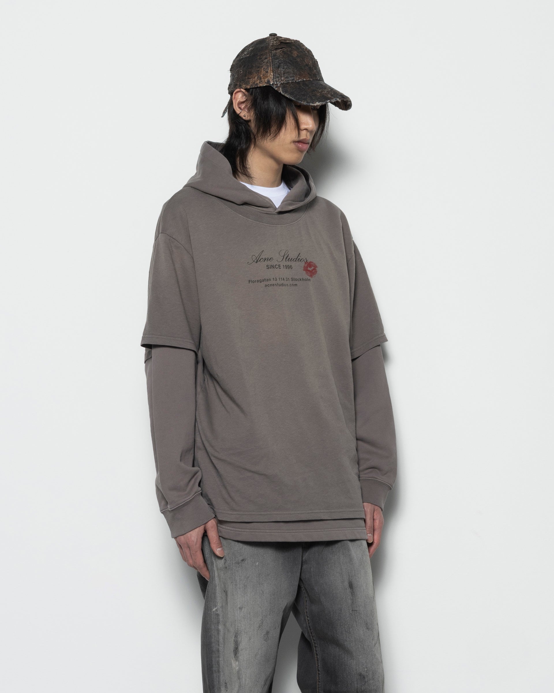 Double Layered Hoodie in Grey