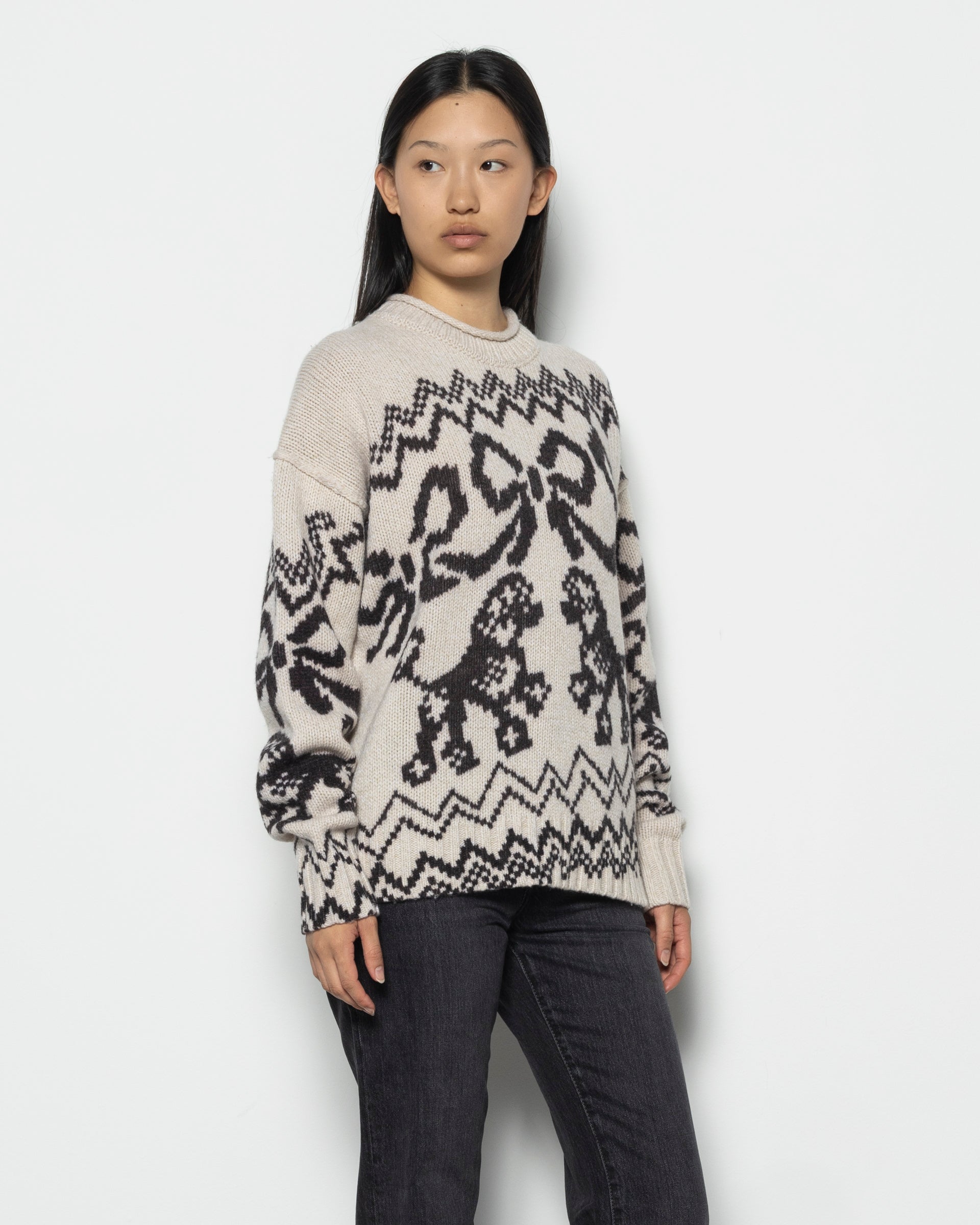 Jacquard Sweater in White/Black