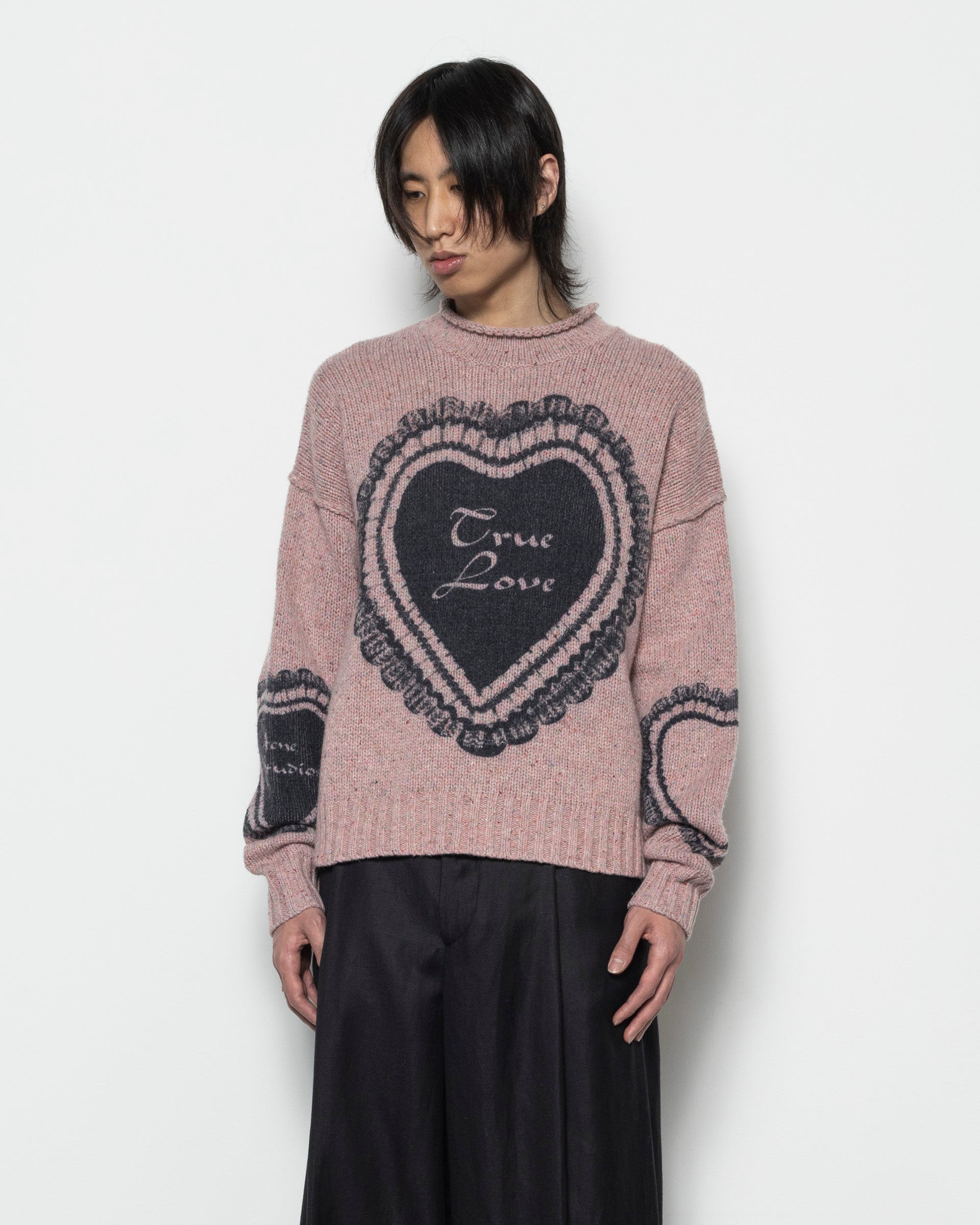 Printed Wool Blend Jumper in Faded Pink
