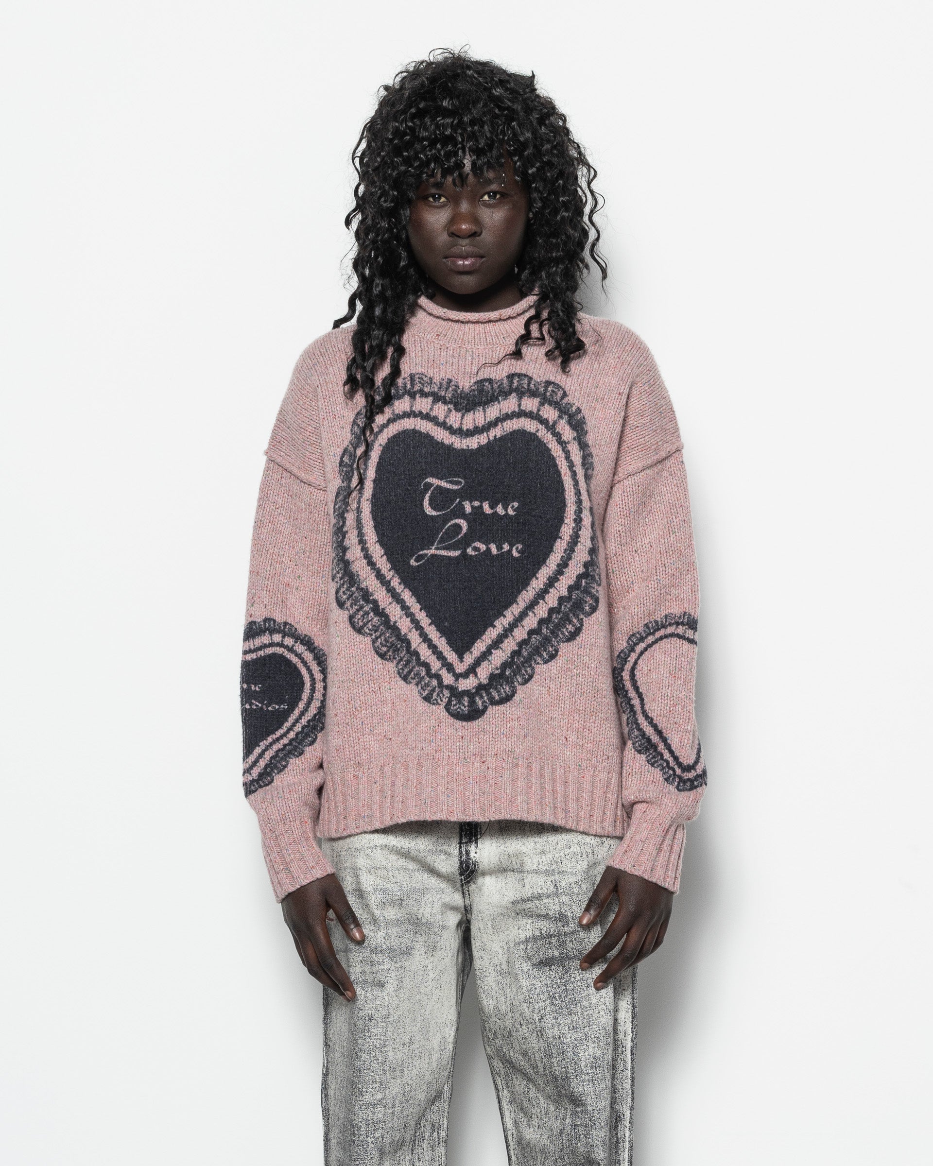 Printed Wool Blend Jumper in Faded Pink