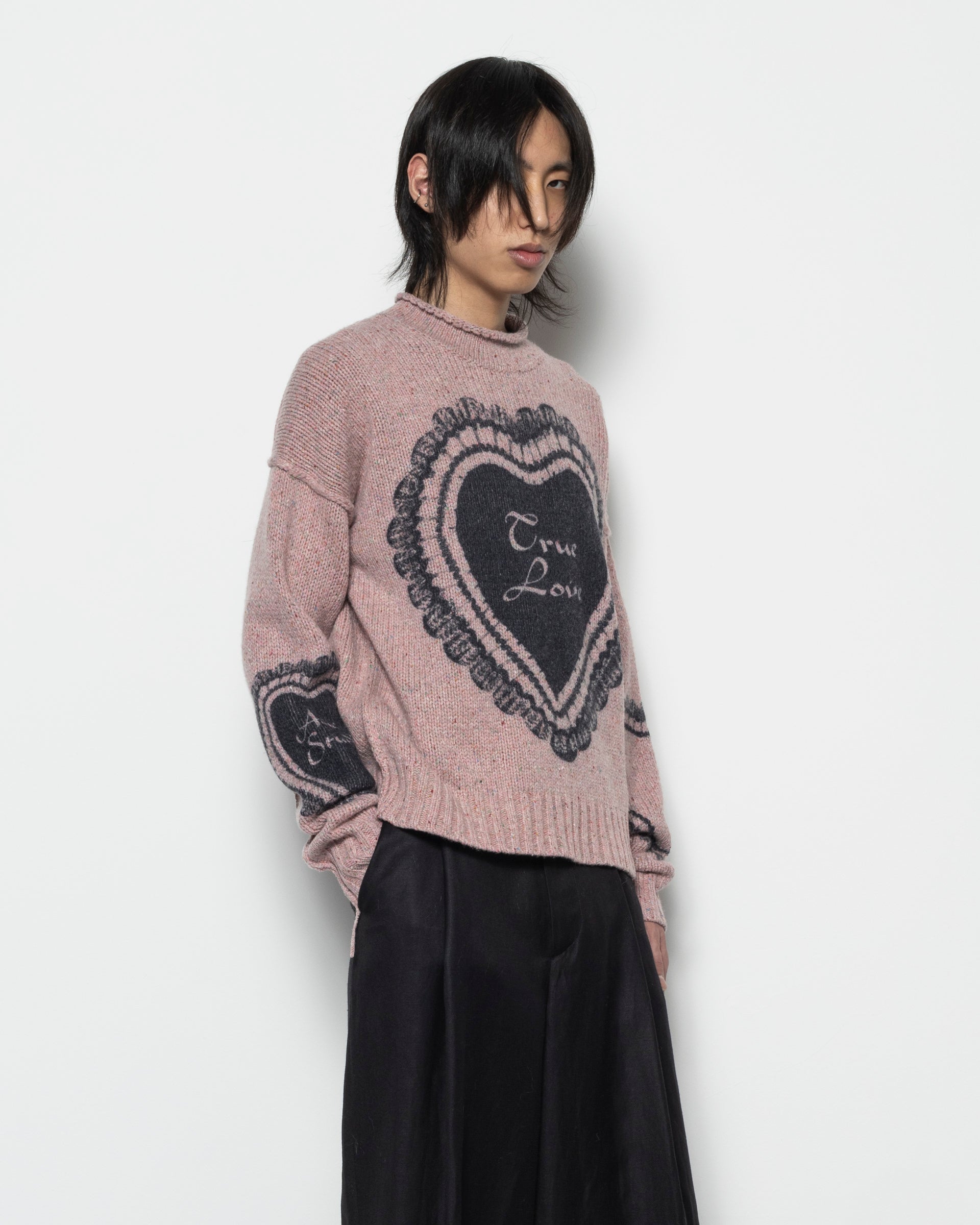 Printed Wool Blend Jumper in Faded Pink