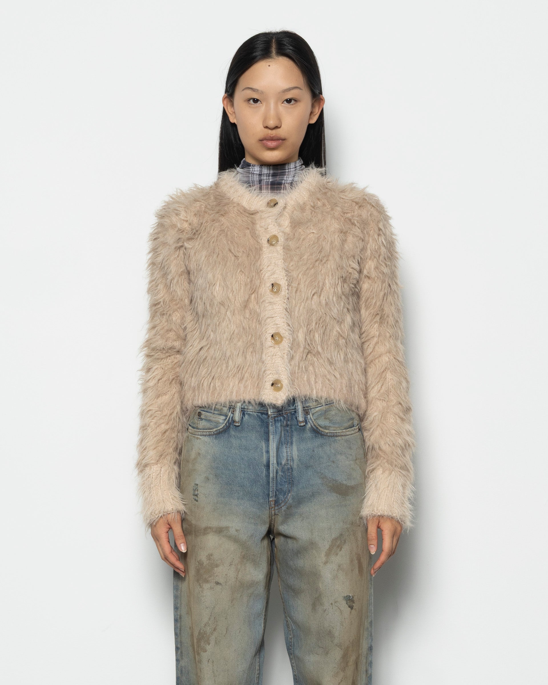 Textured Cardigan in Beige