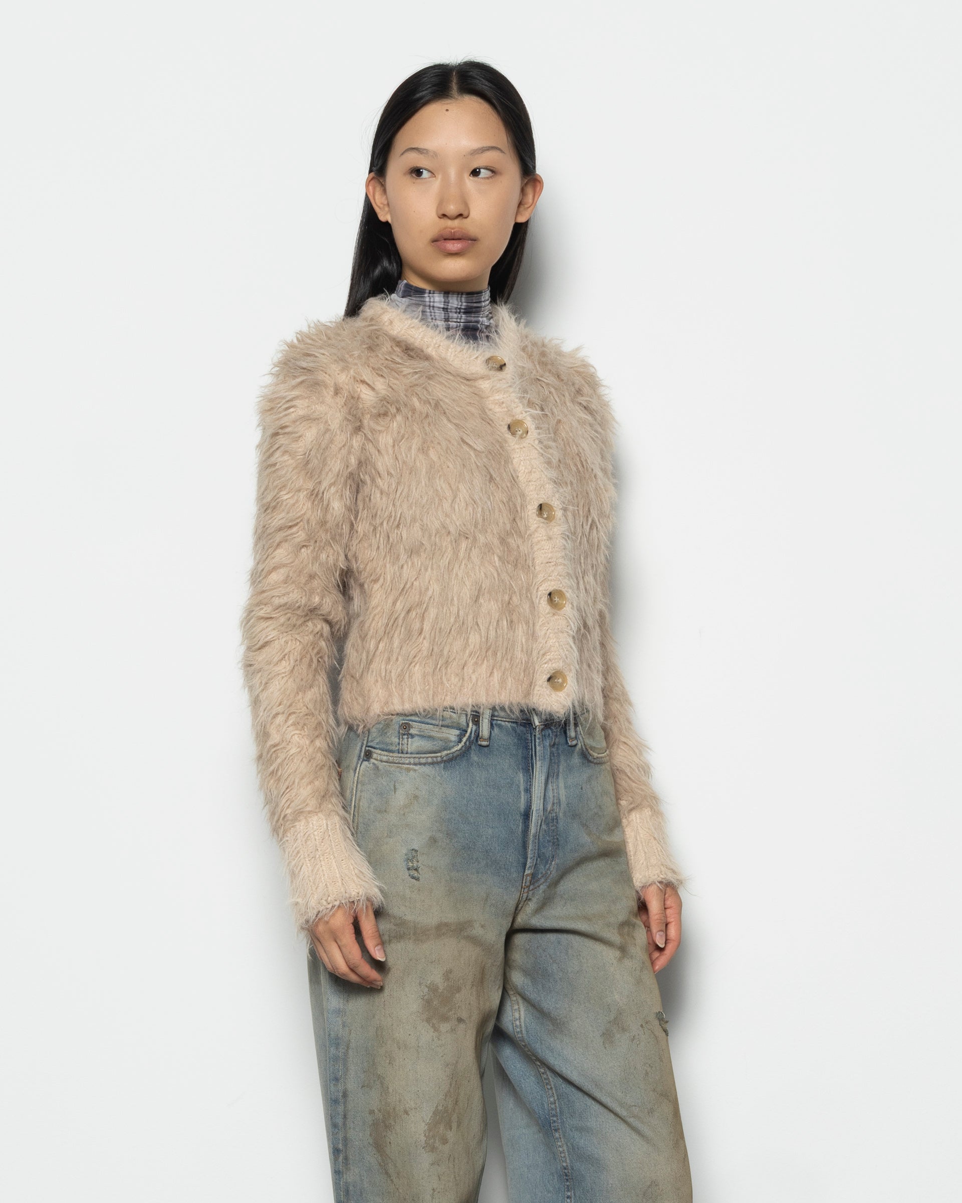 Textured Cardigan in Beige