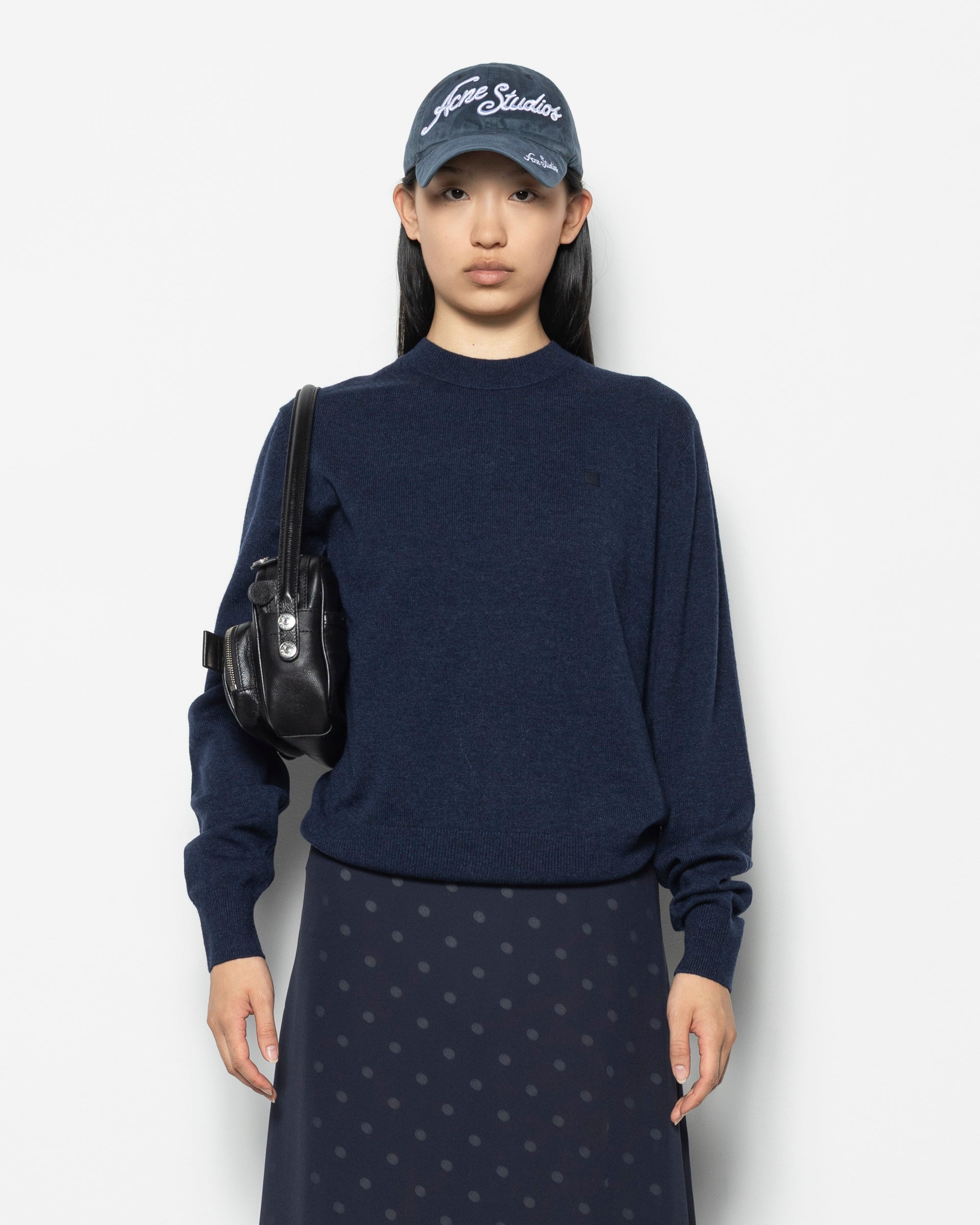 Yak Wool Crewneck Jumper in Navy Melange