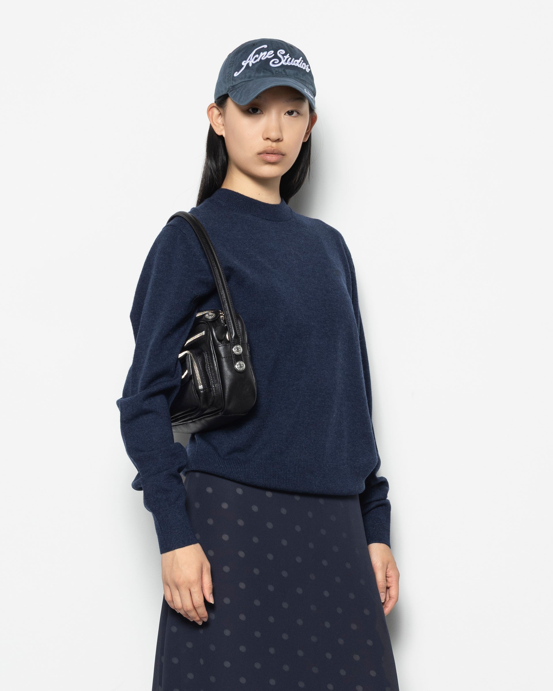 Yak Wool Crewneck Jumper in Navy Melange