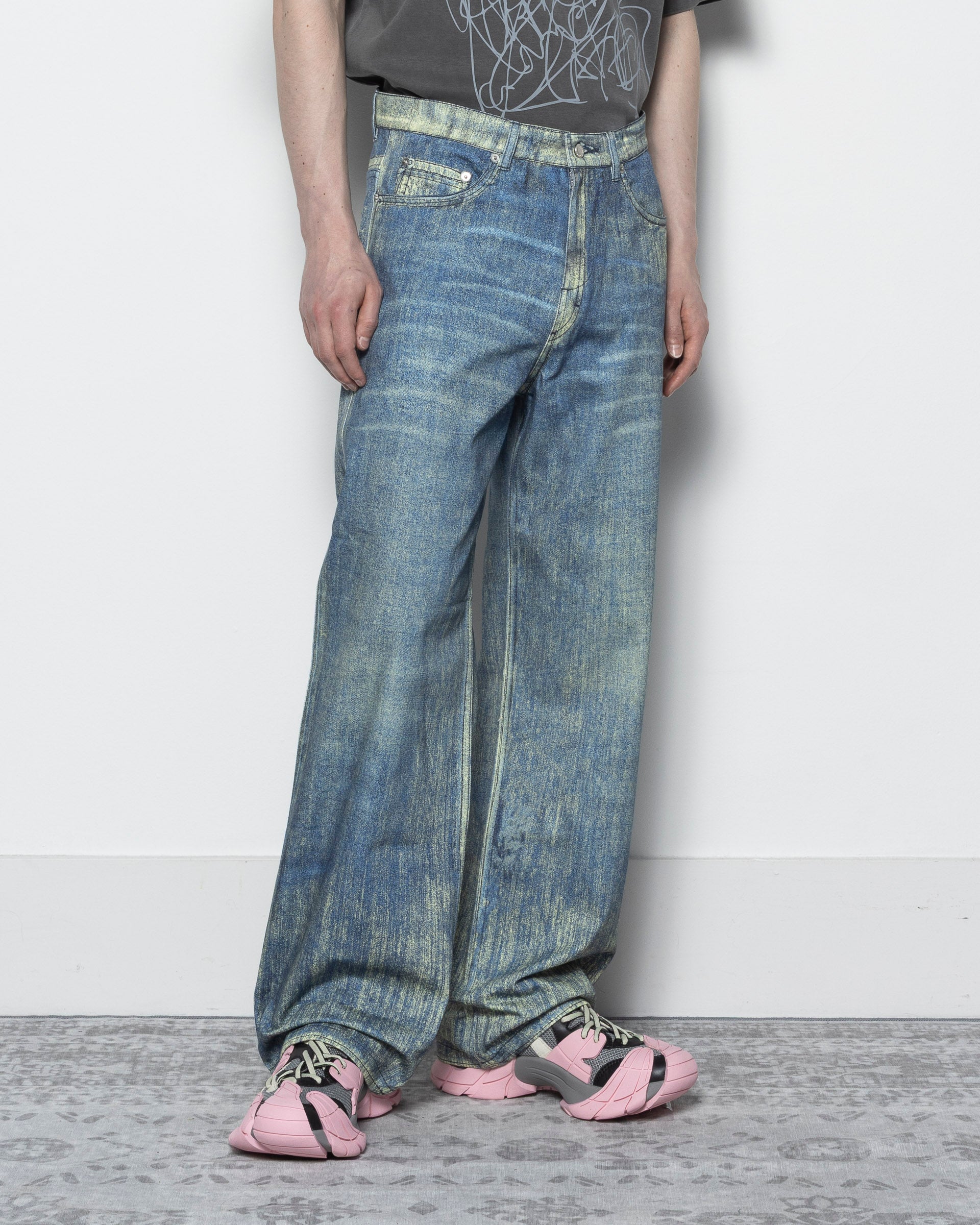 Paint Denim Jeans in Sand Blue