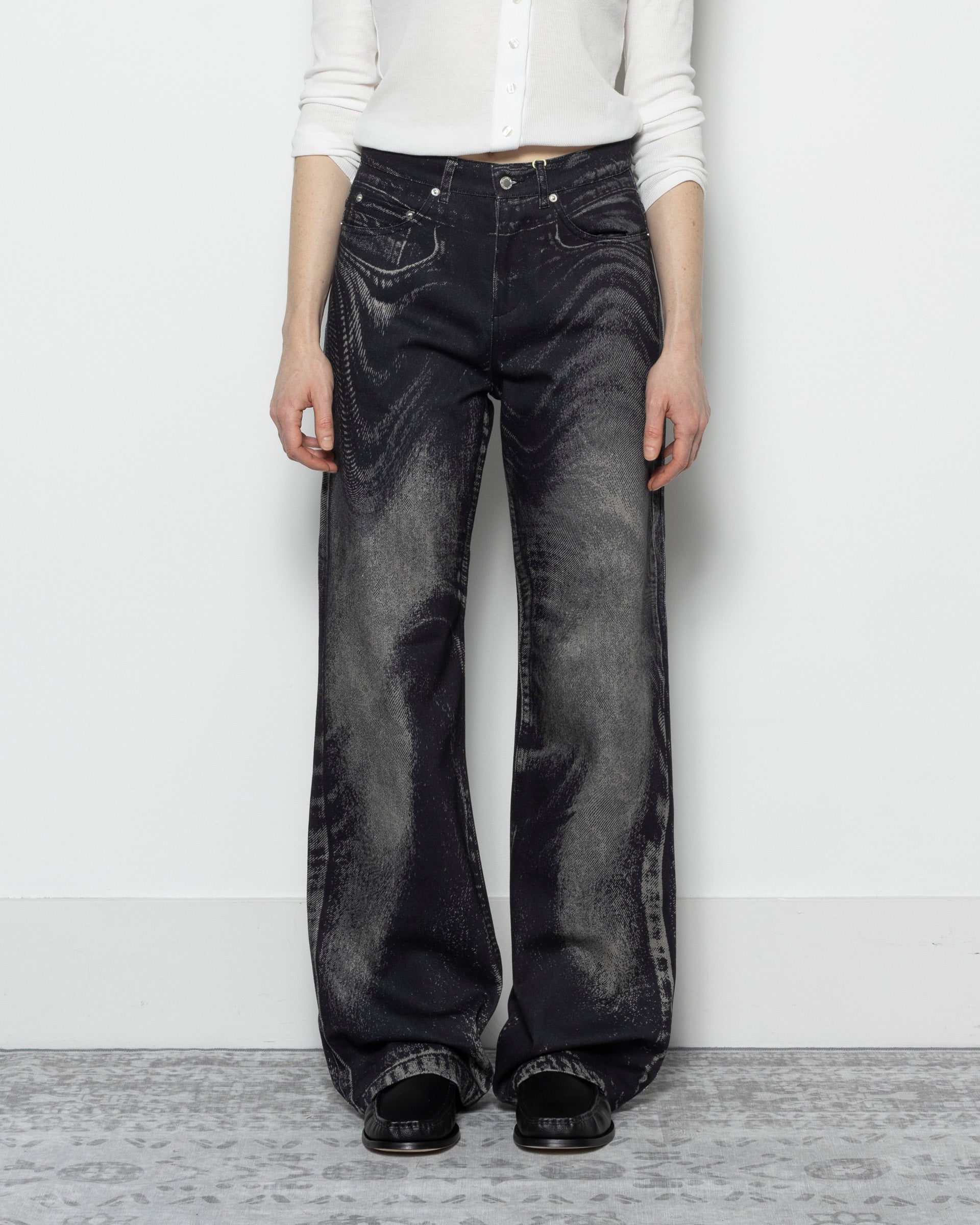 Distorted Denim Jeans in Black and Grey
