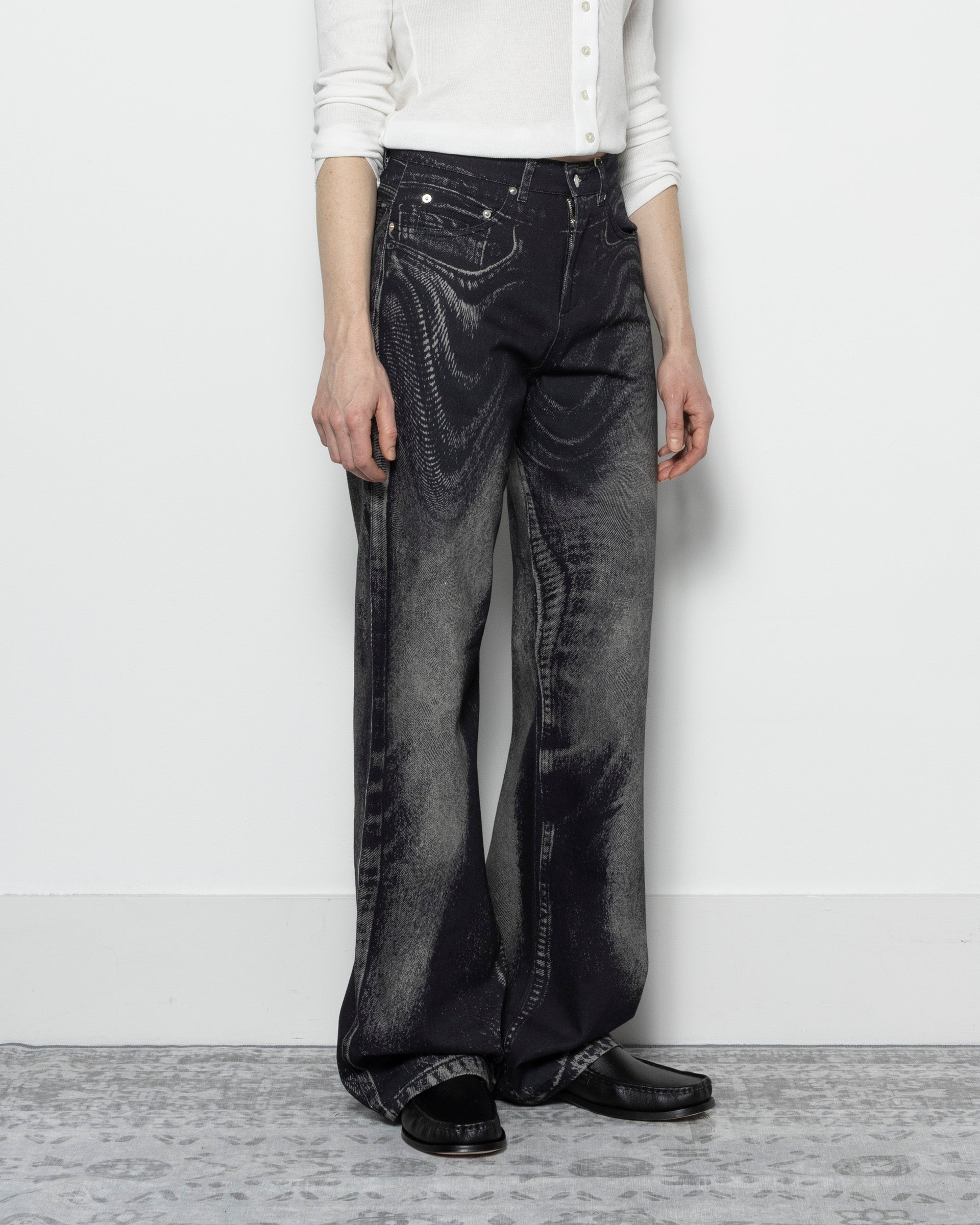 Distorted Denim Jeans in Black and Grey