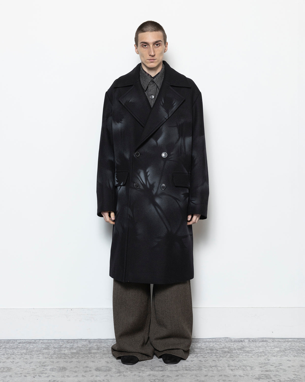 Wool Caban Coat in Black