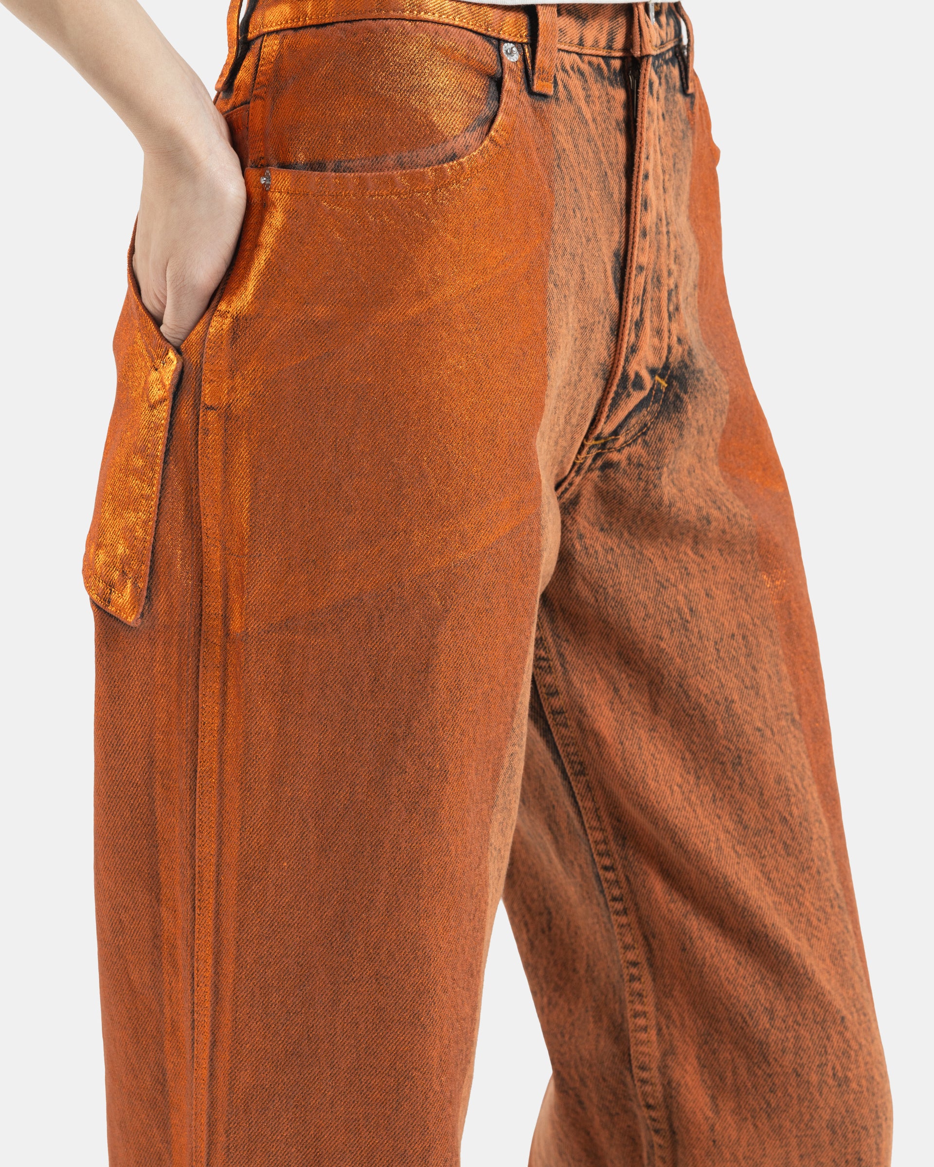 Eckhaus Latta Wide Leg Jeans with a shiny coating