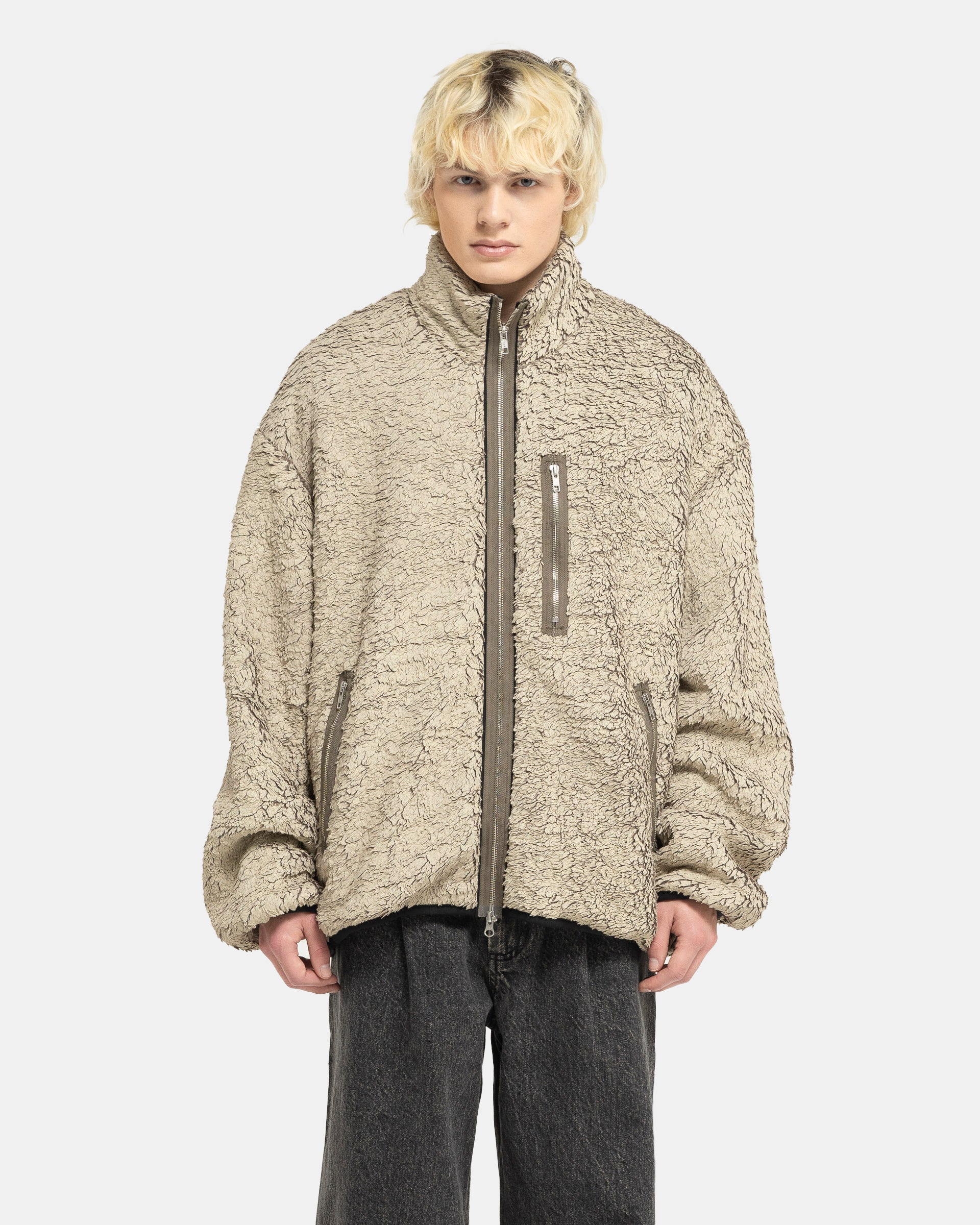 Song for the Mute Funnel Track Jacket in Off-White