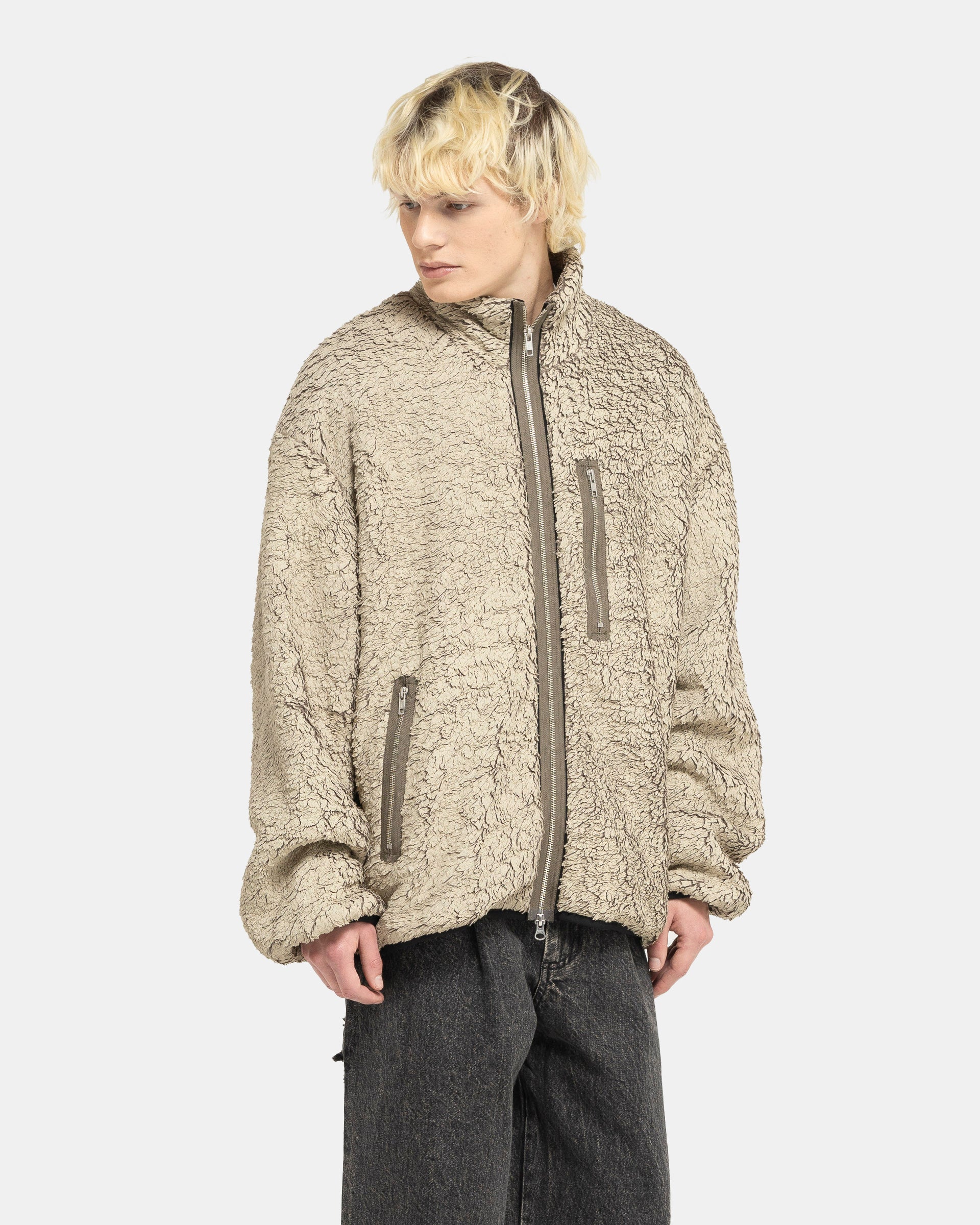 Song for the Mute Funnel Track Jacket in Off-White
