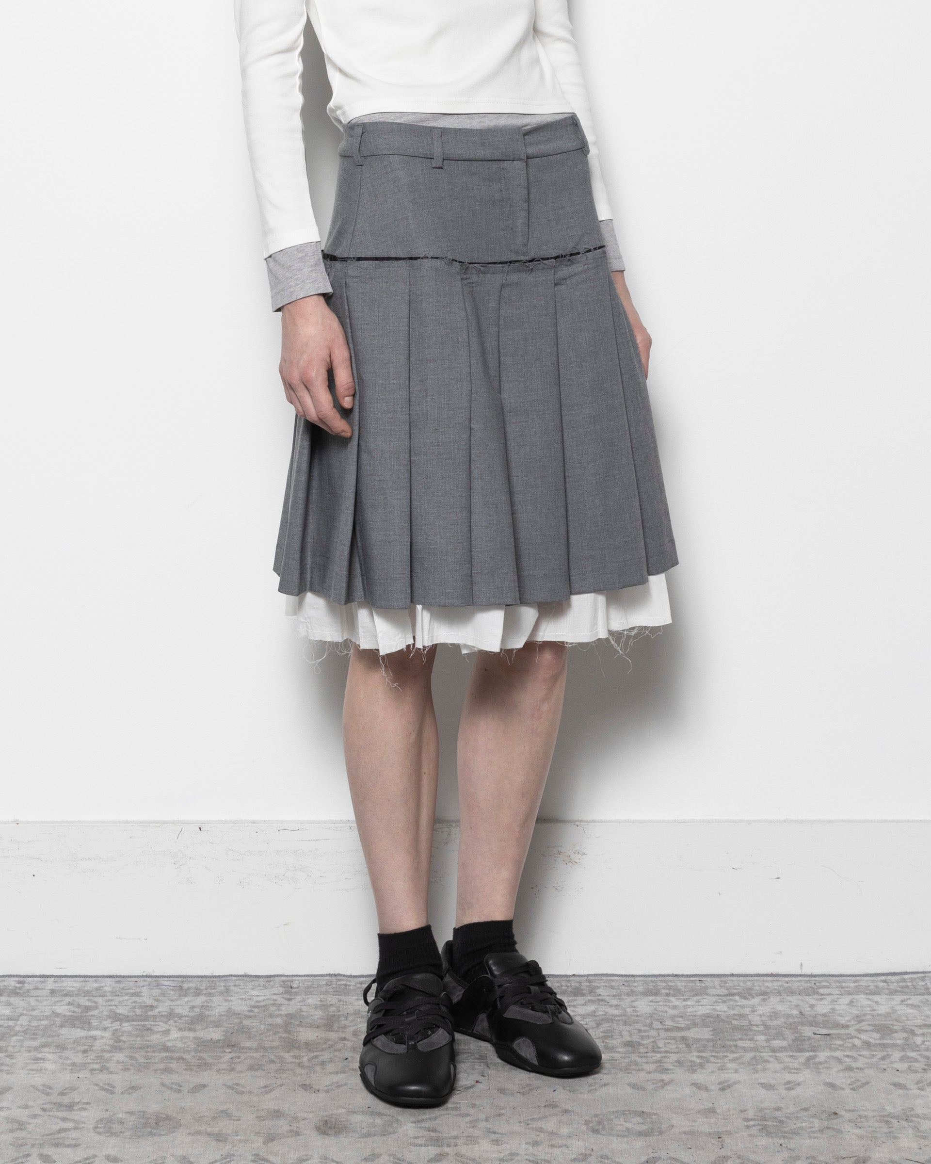 Tailored Midi Skirt in Grey