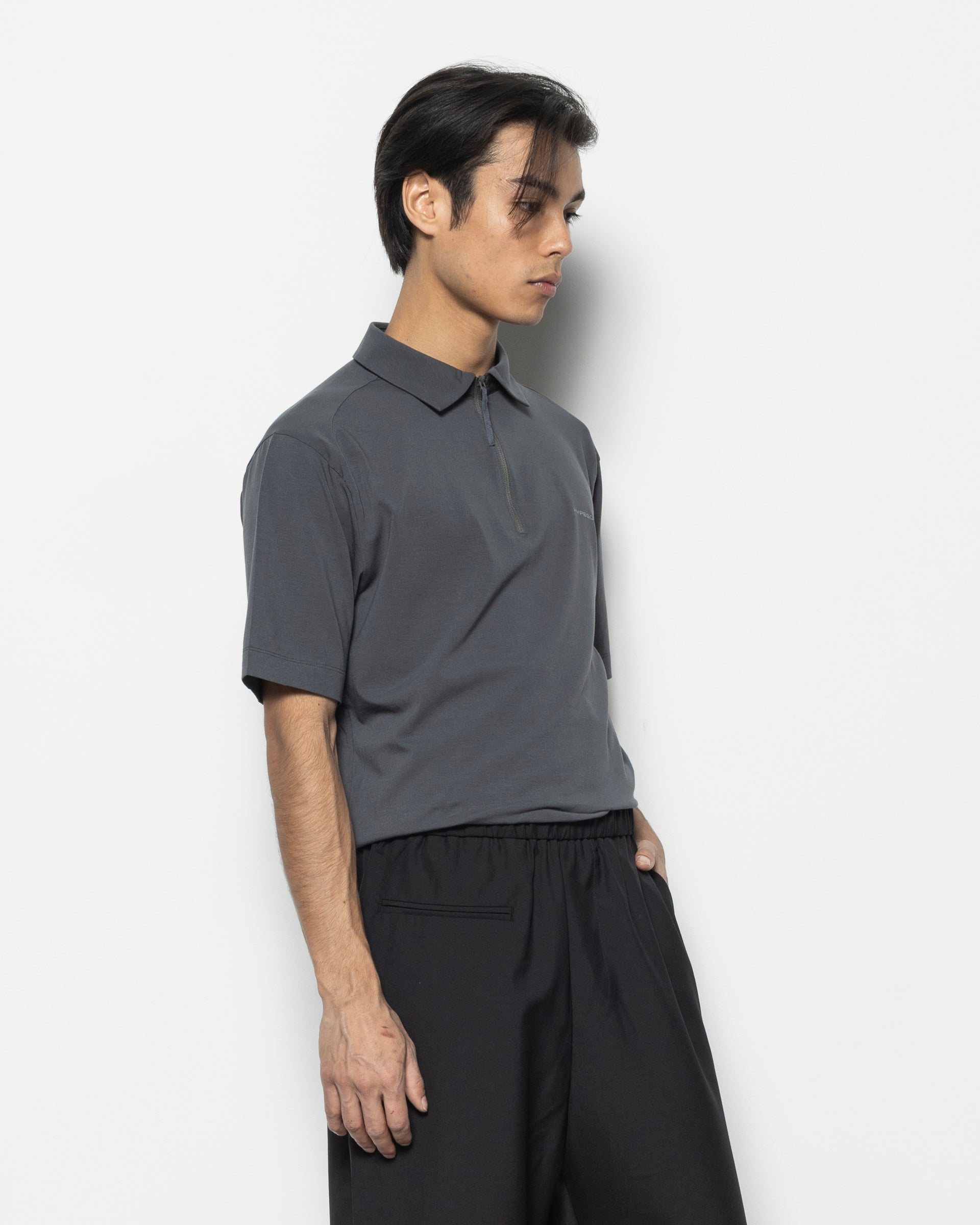 PAF Half-zip Polo T-shirt in Charcoal