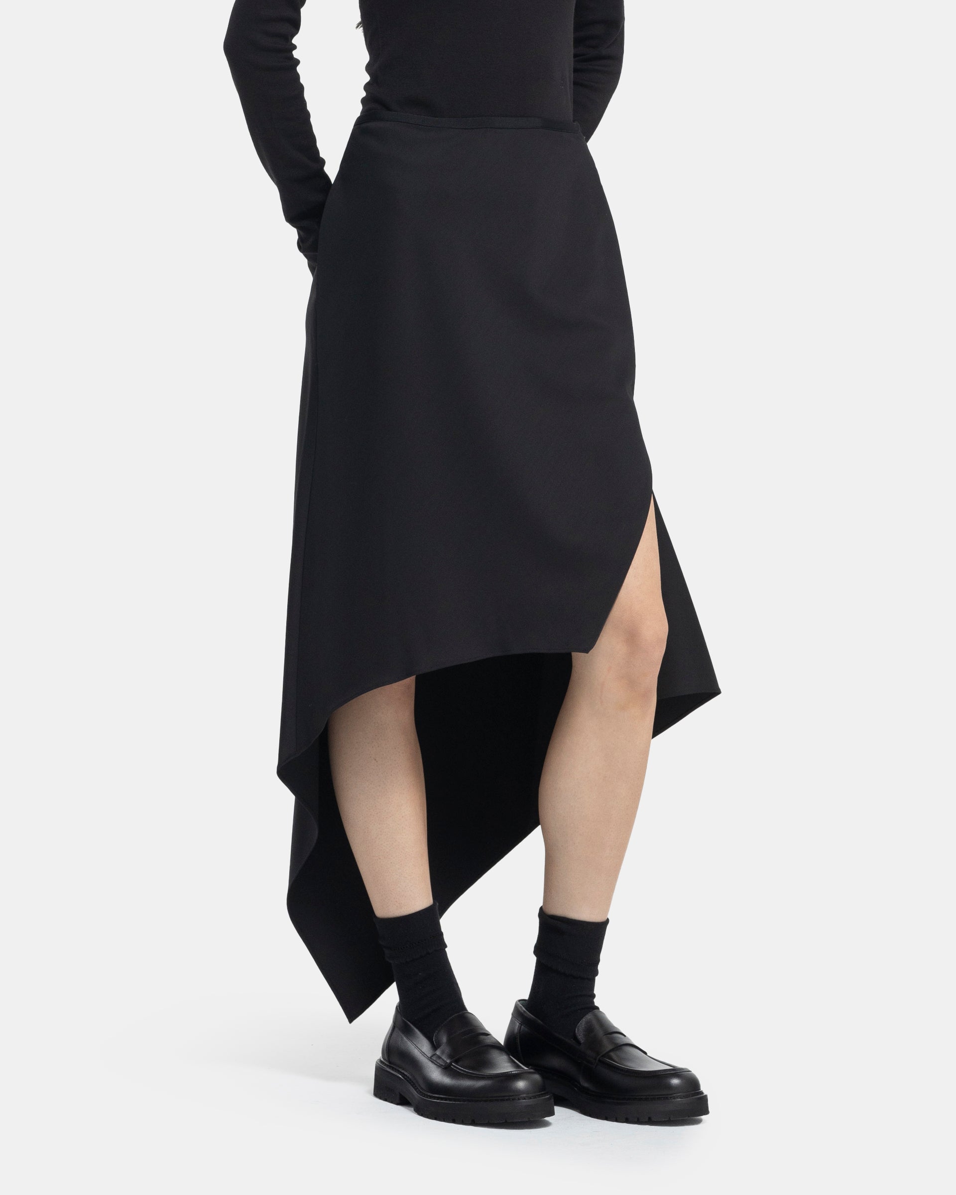 Scarf Hem Skirt in Black