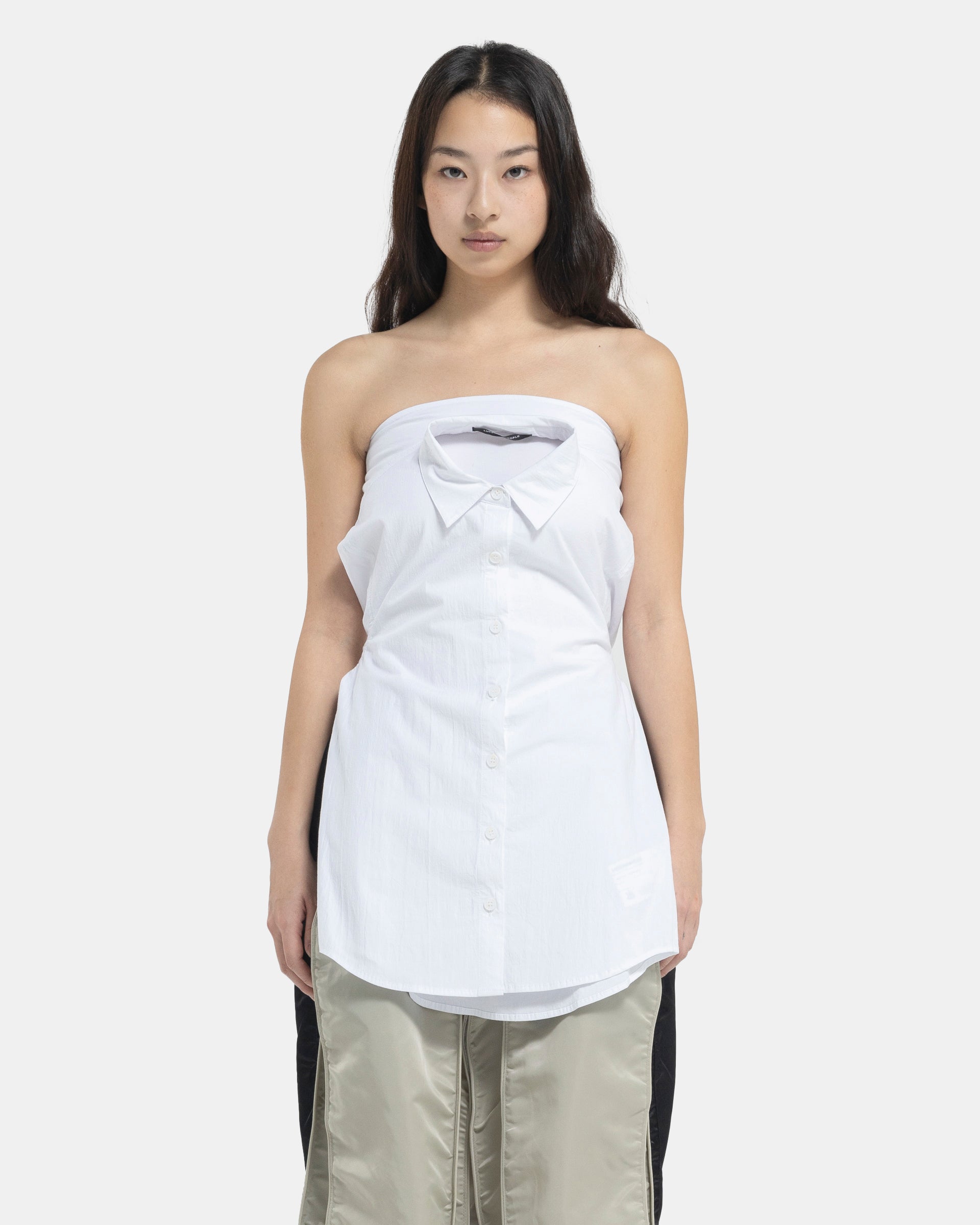 Shirt Tube Top in White