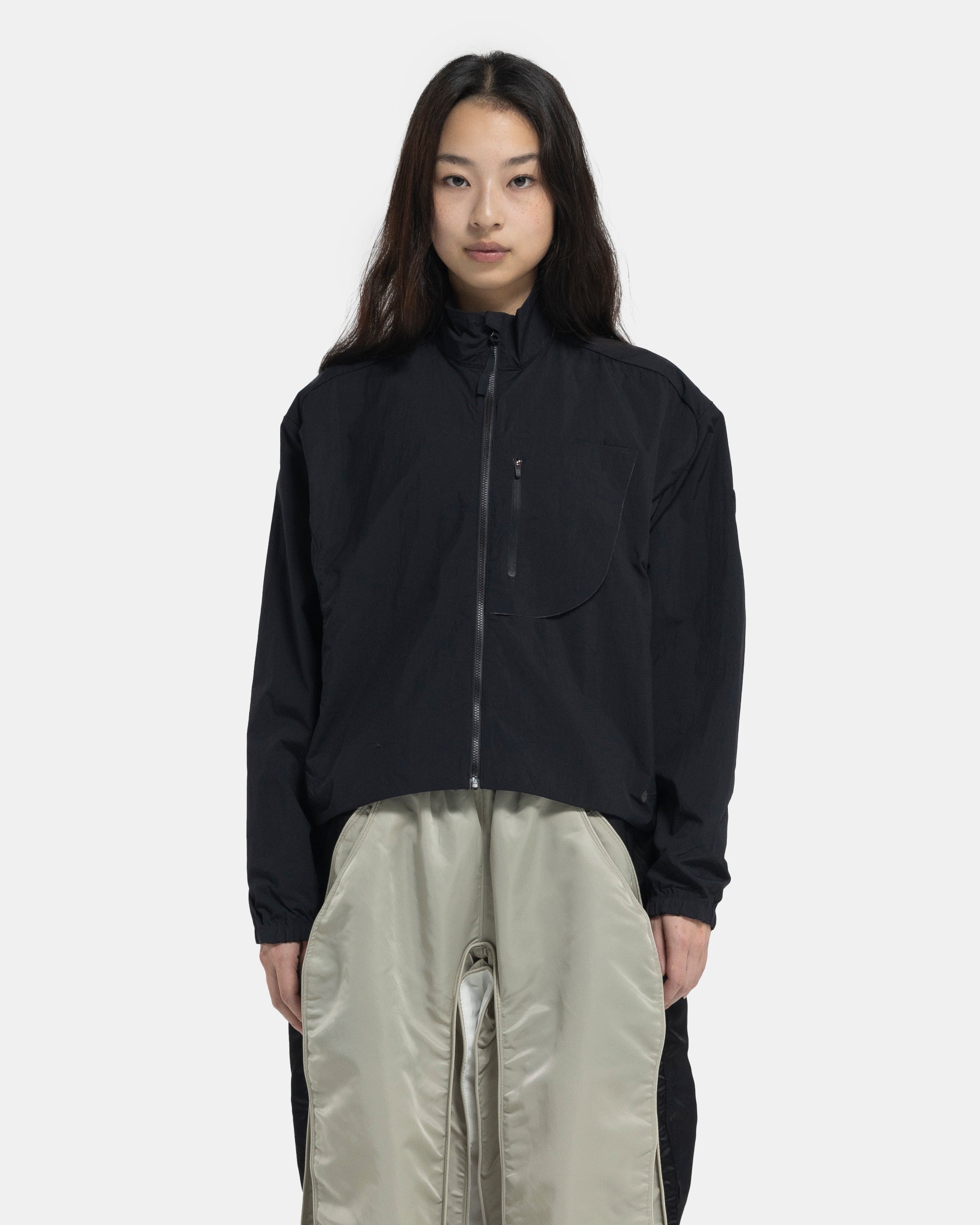 Cropped Recycled DWR Jacket in Black