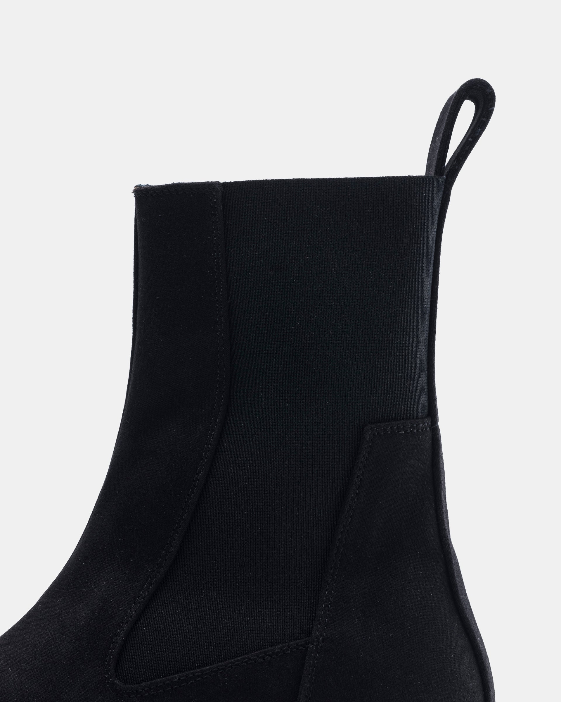 Rick Owens Black Beatle Abstract Boots on white background