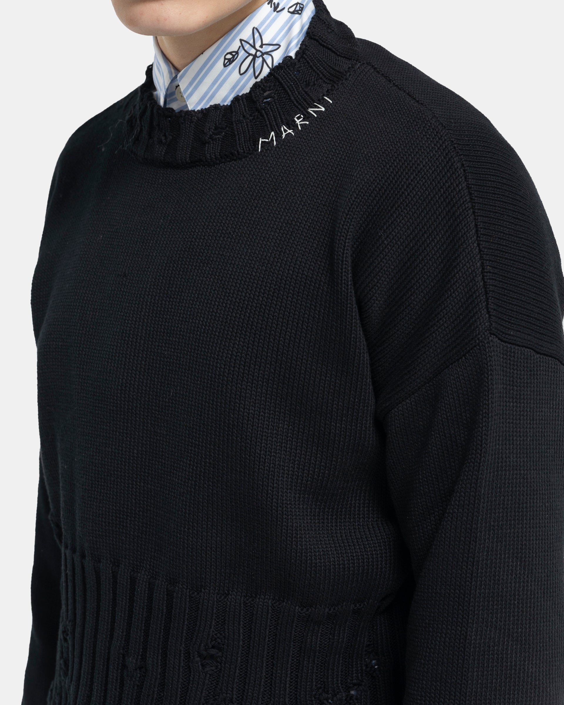 Distressed Sweater in Black