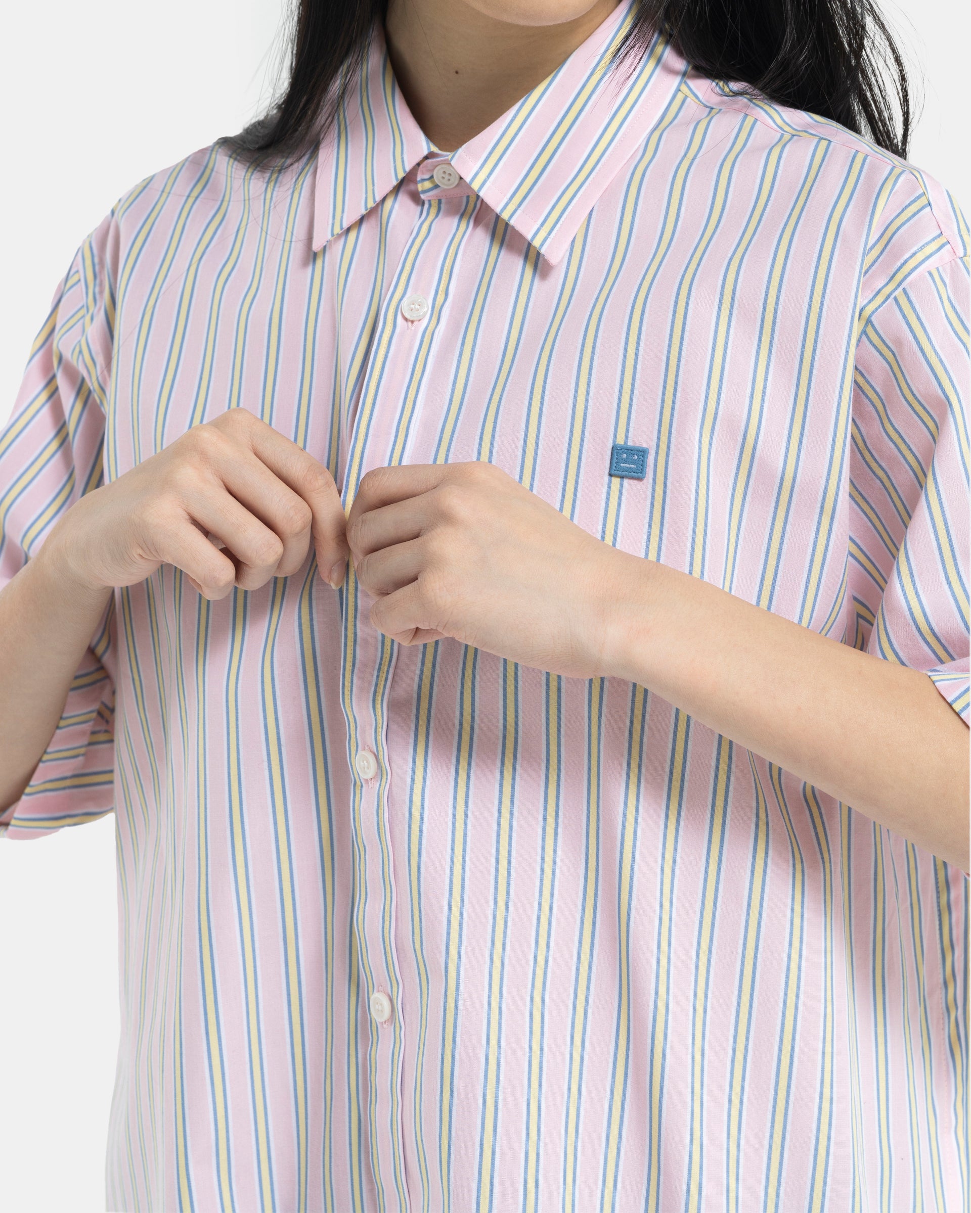 Stripe Button Up Shirt in Pink and Yellow