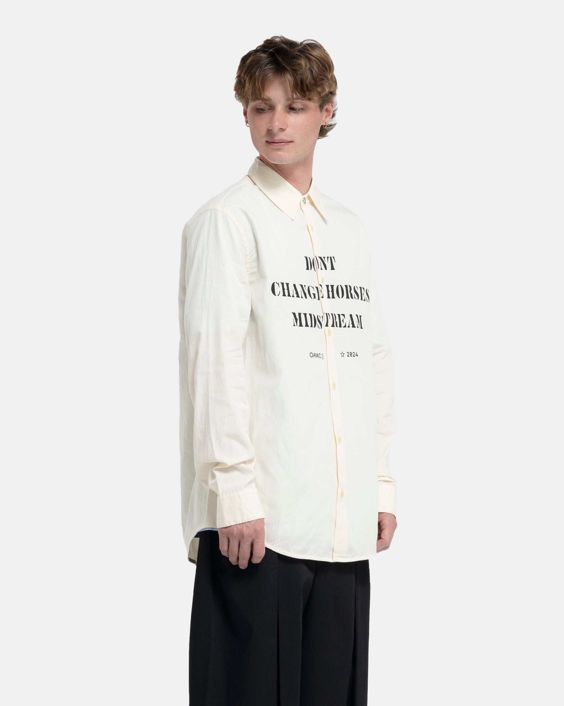 Mark Shirt Print in Natural White