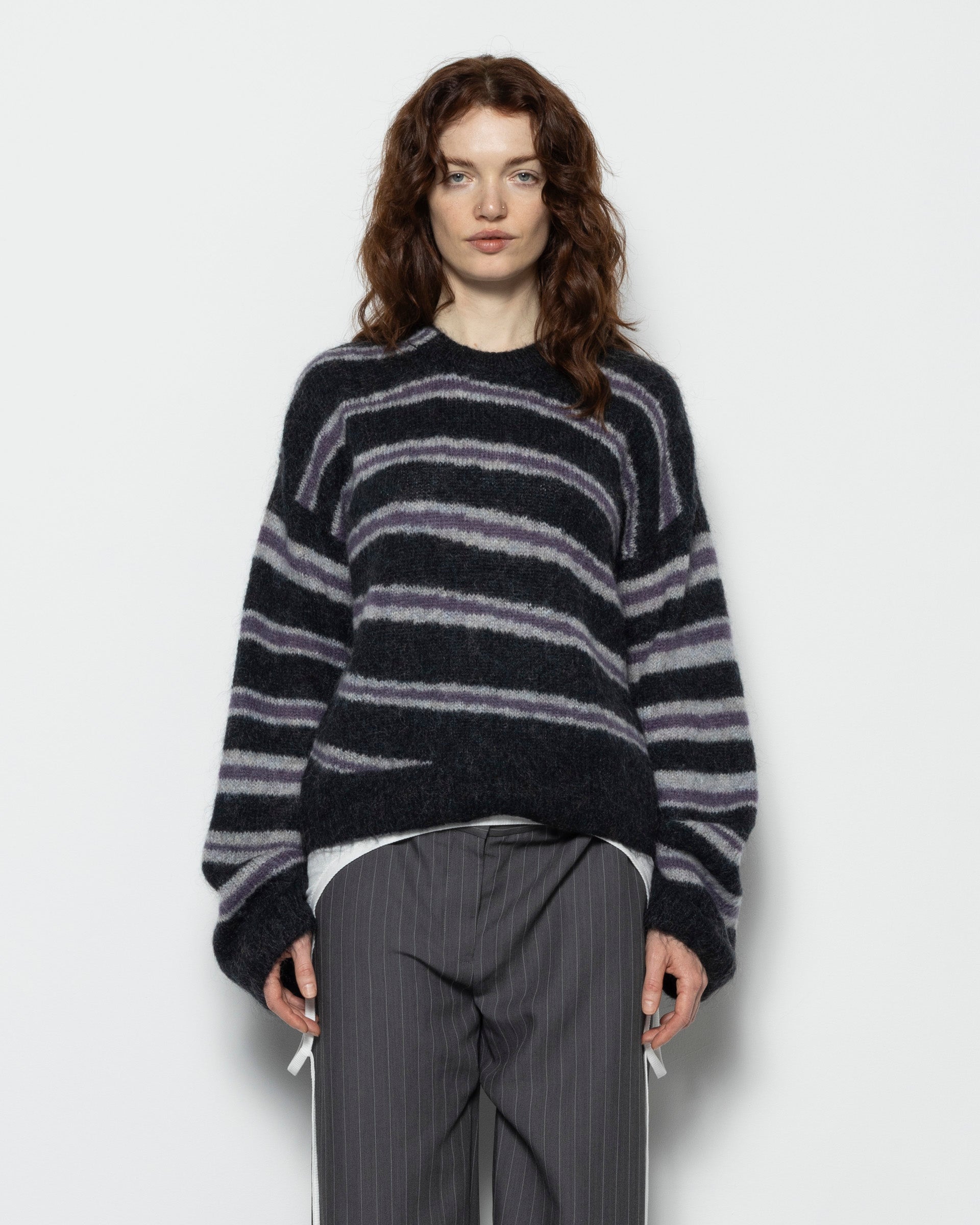 Mohair Blend Jumper in Dark Grey and Milange