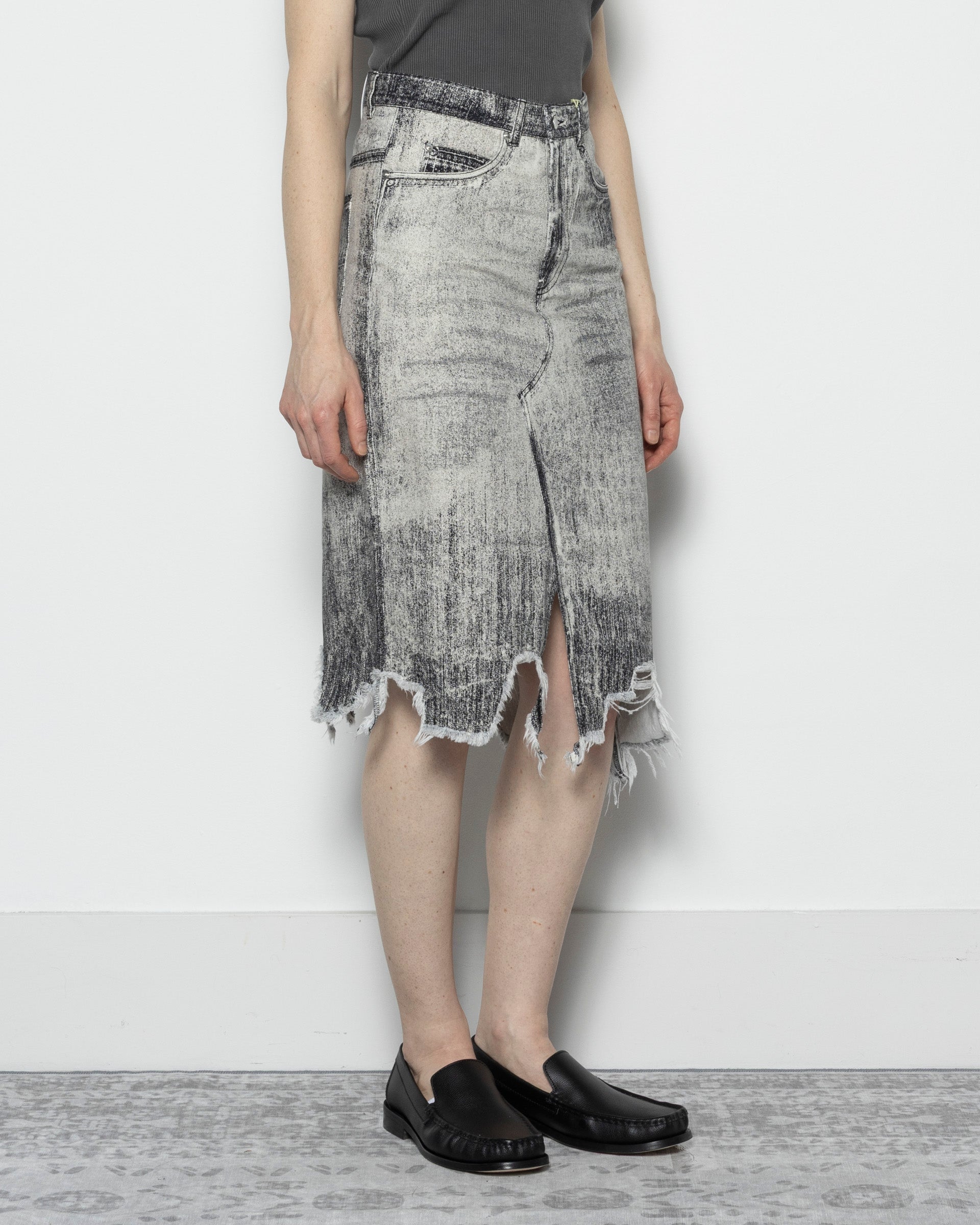 Paint Denim Skirt in Faded Black