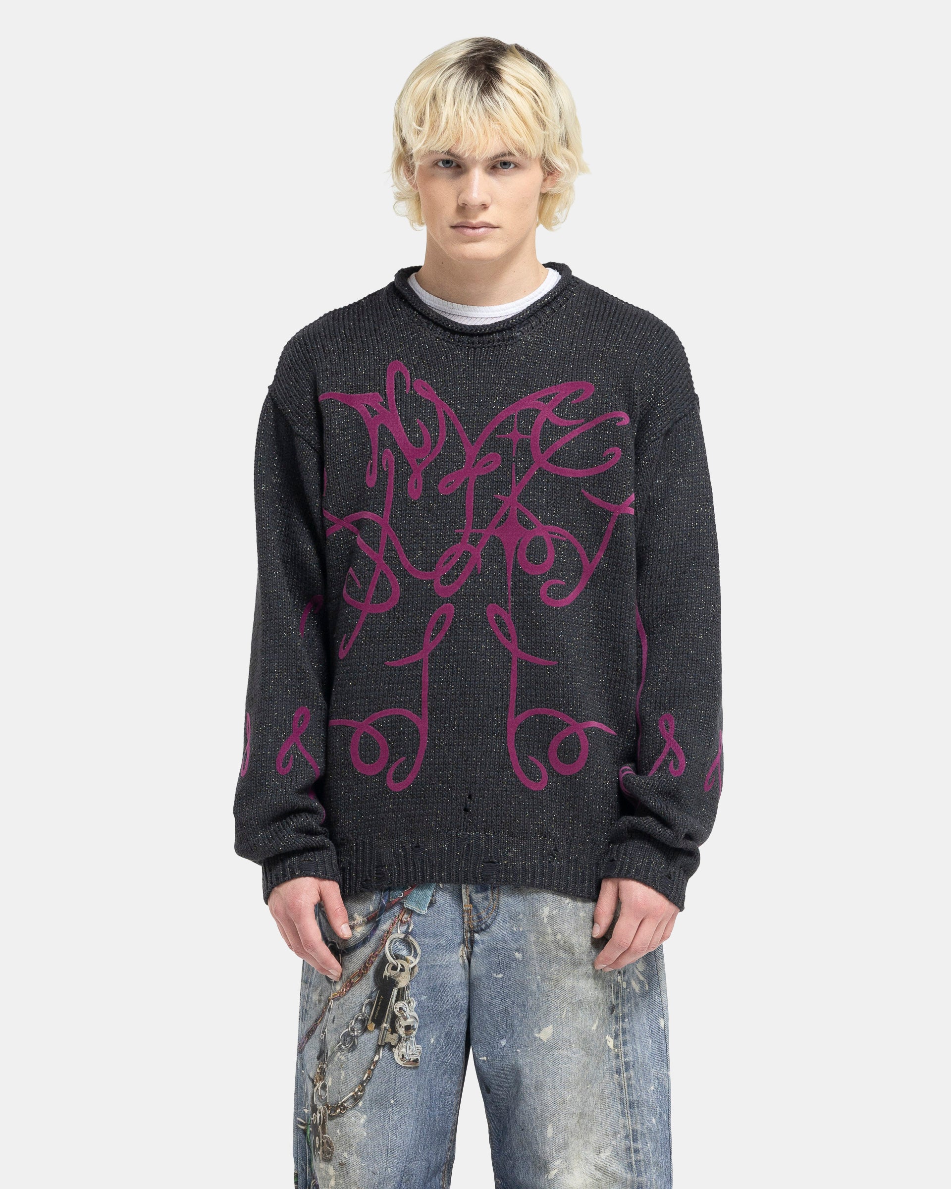 Acne Studios Printed Jumper in Grey and Multi