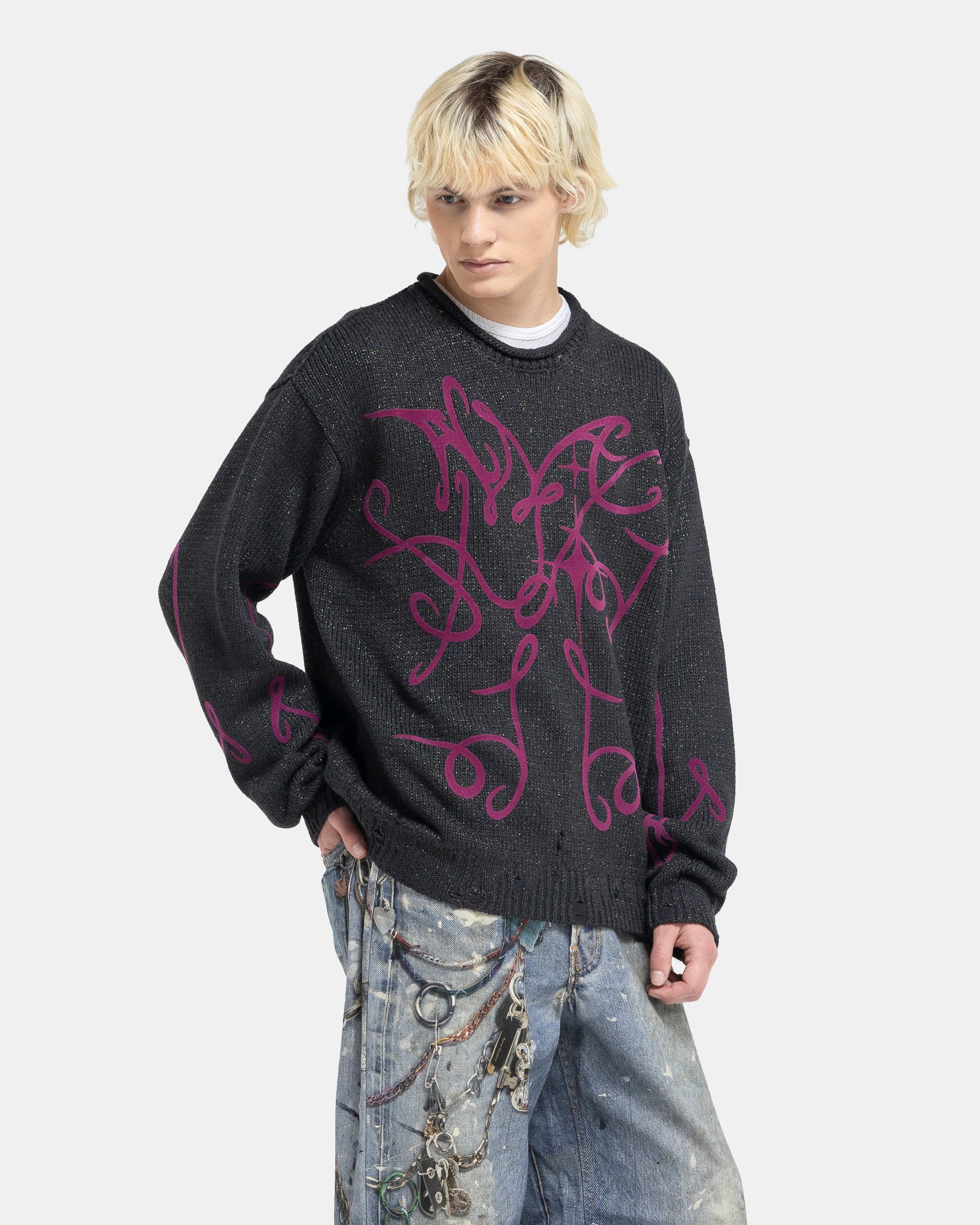 Acne Studios Printed Jumper in Grey and Multi