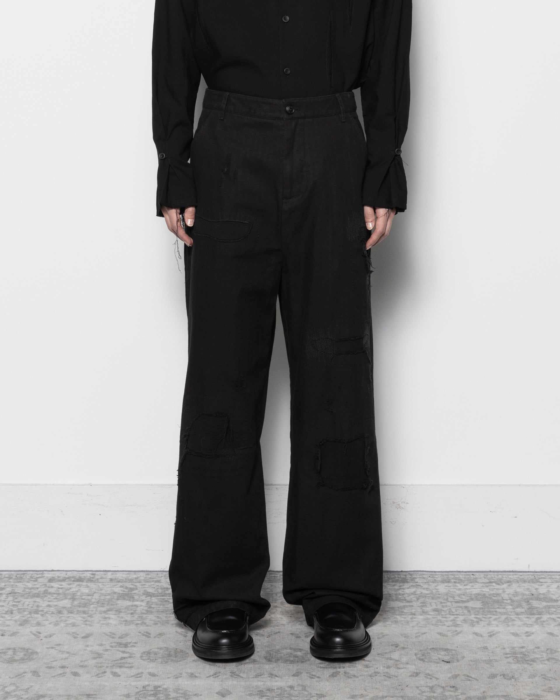 Distressed Work Pants in Black