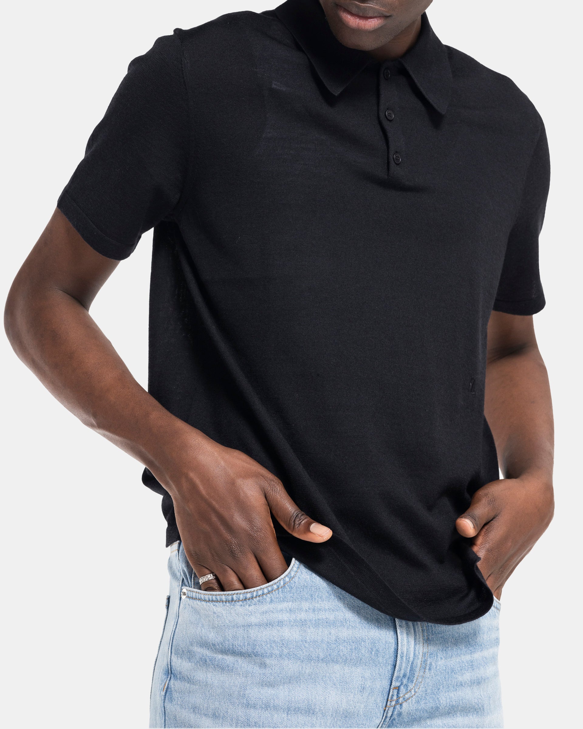 Knit Polo in Black