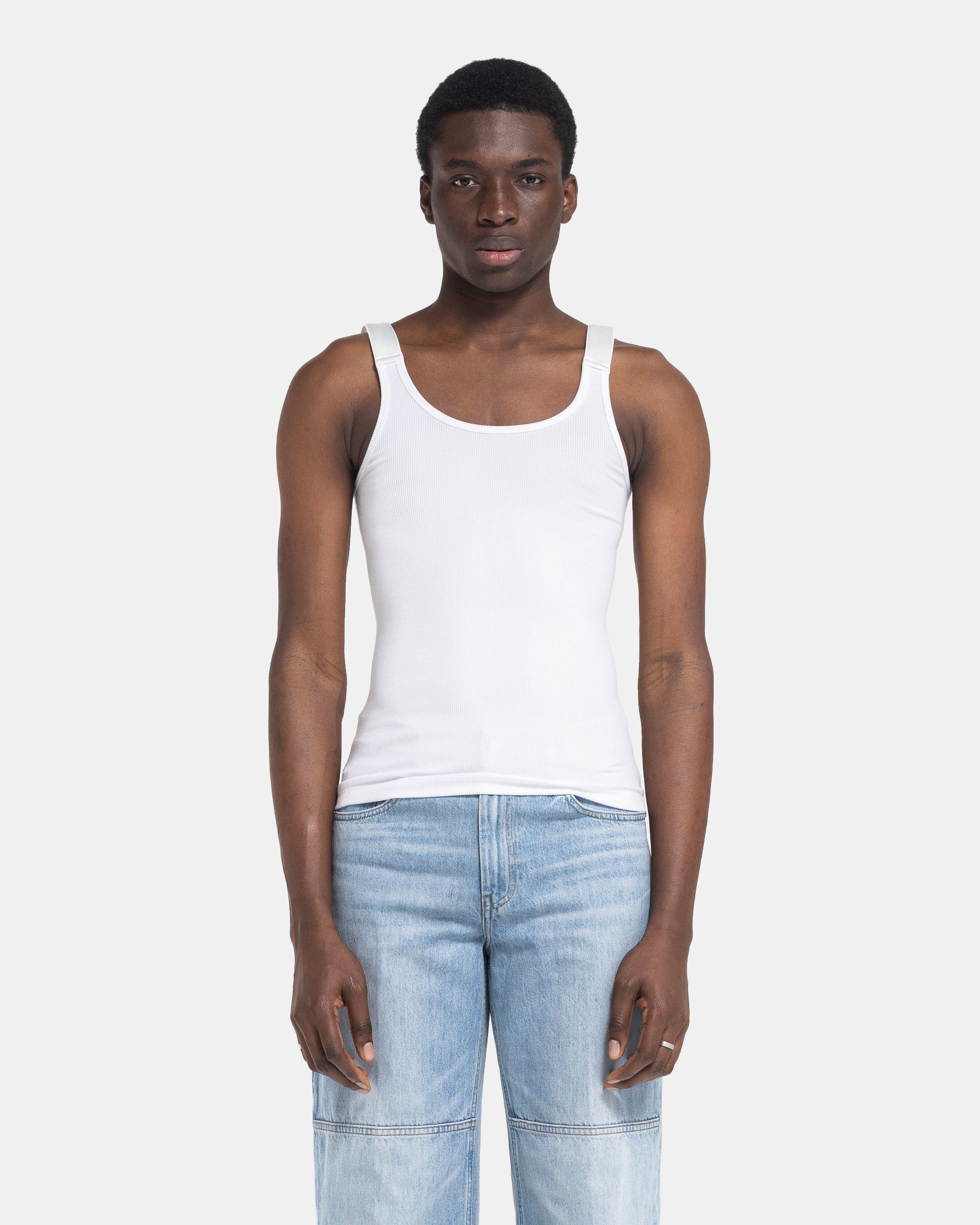 Seatbelt Ribbed Tank in White