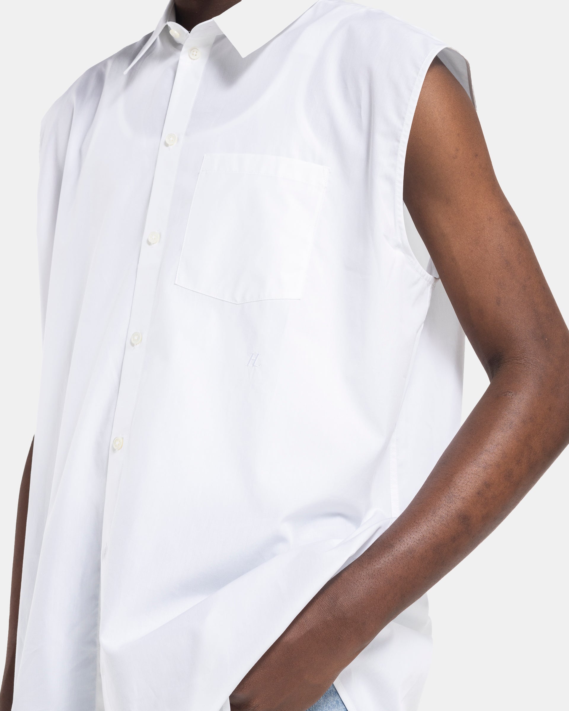 Sleeveless Oversized Shirt in White