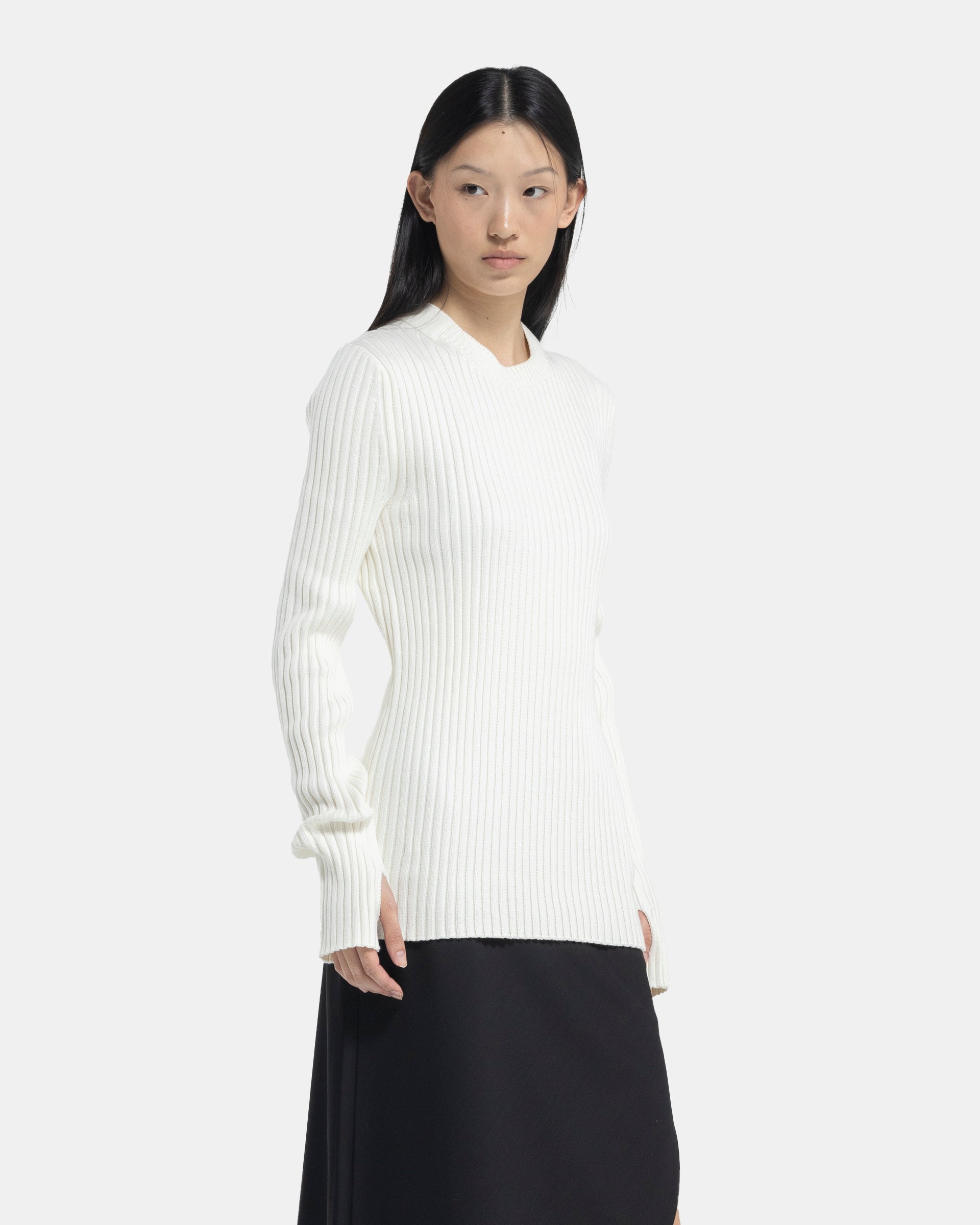 Strap Knit Crew in Ivory