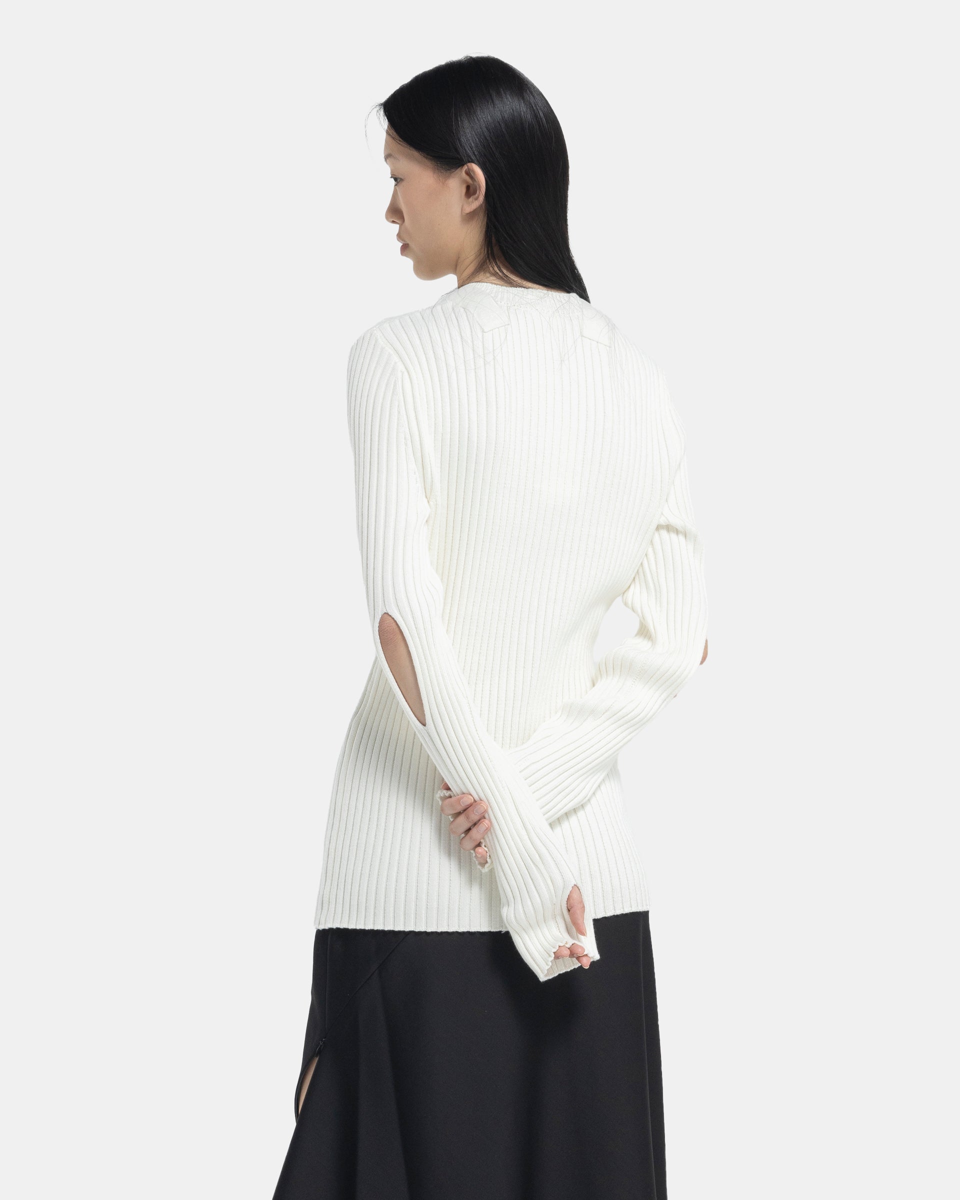 Strap Knit Crew in Ivory