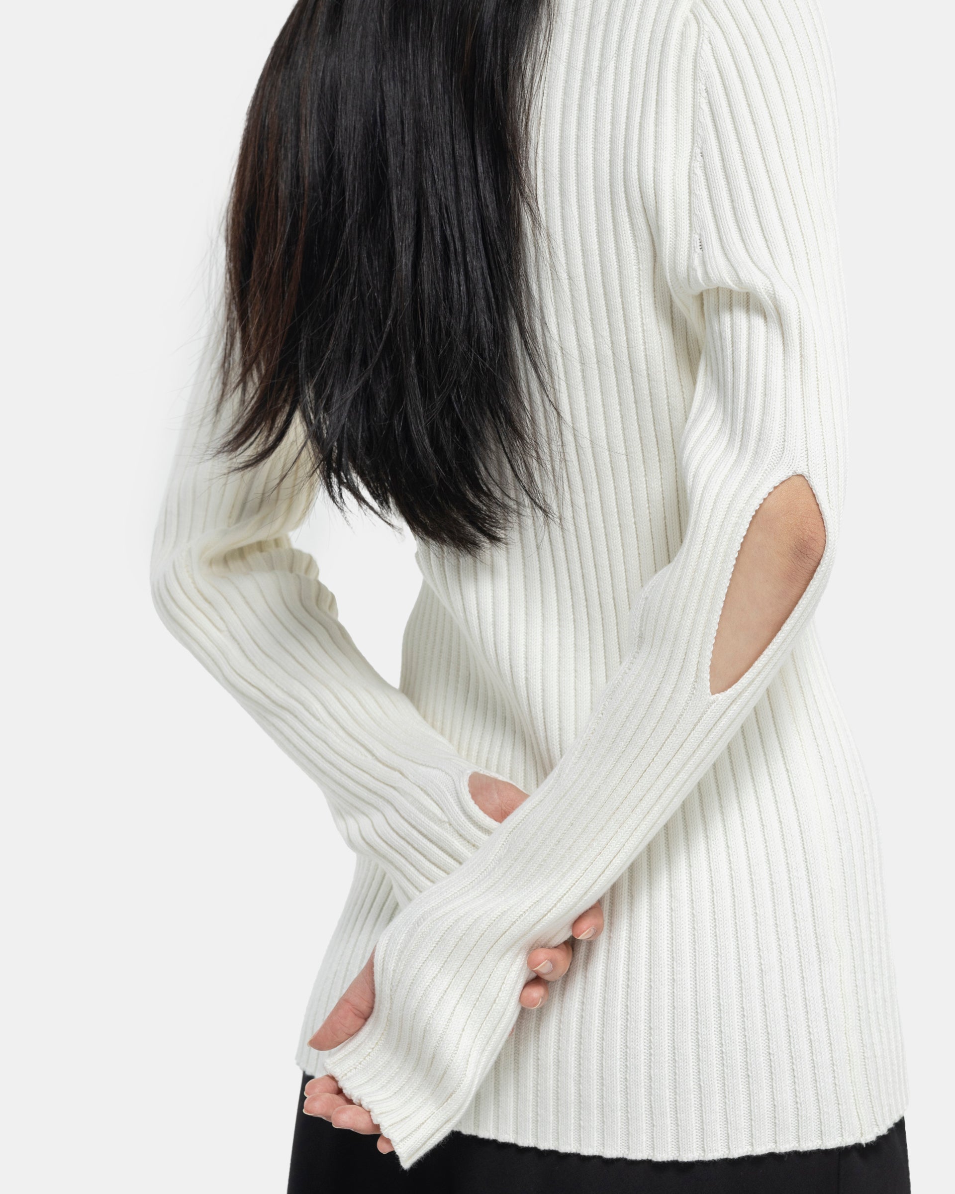 Strap Knit Crew in Ivory