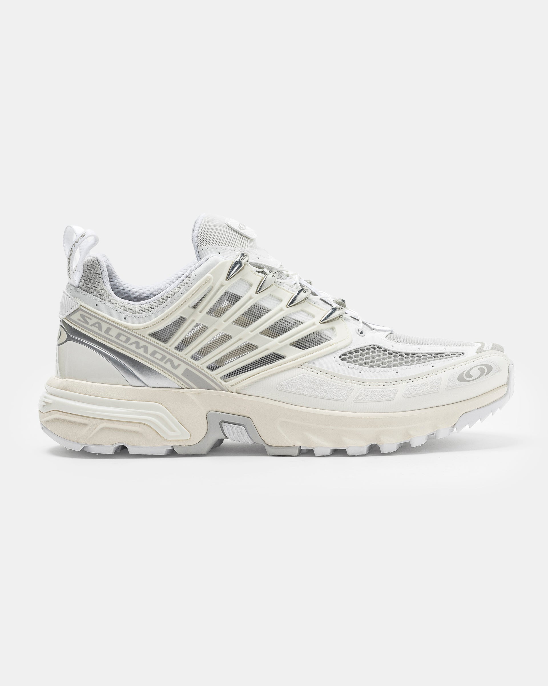 ACS Salomon Acs Pro in White, Vanilla, and Lunar Rock on the white background.