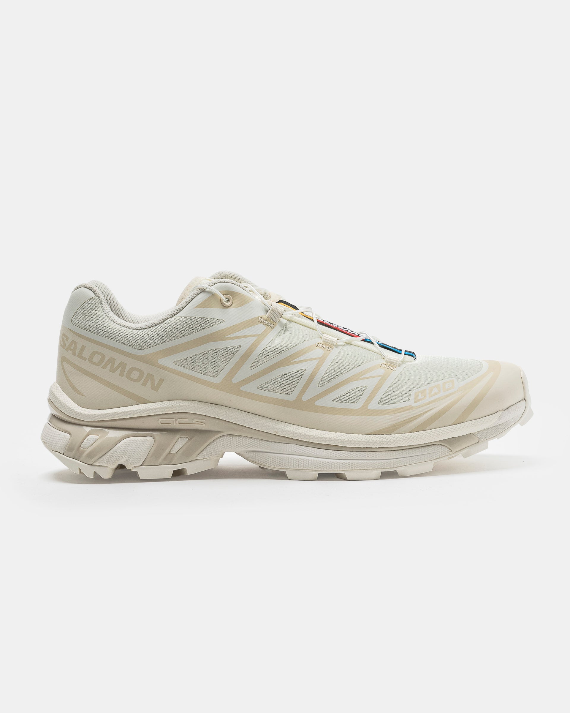 Salomon XT-6 in Vanilla Ice, Vanilla, and Almond Milk on the white background.