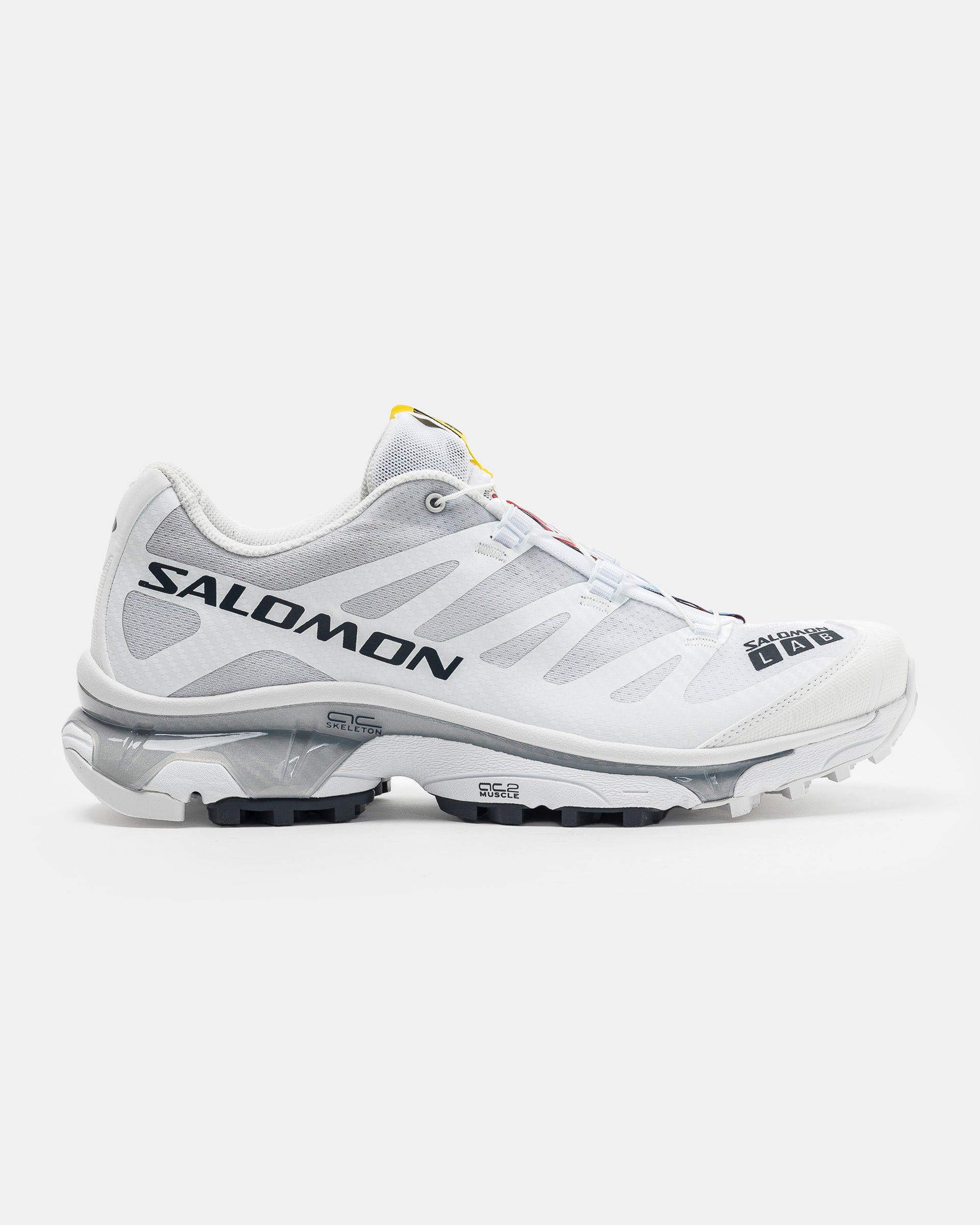 Salomon XT-4 OG in White, Ebony, and Lunar Rock on the white background.