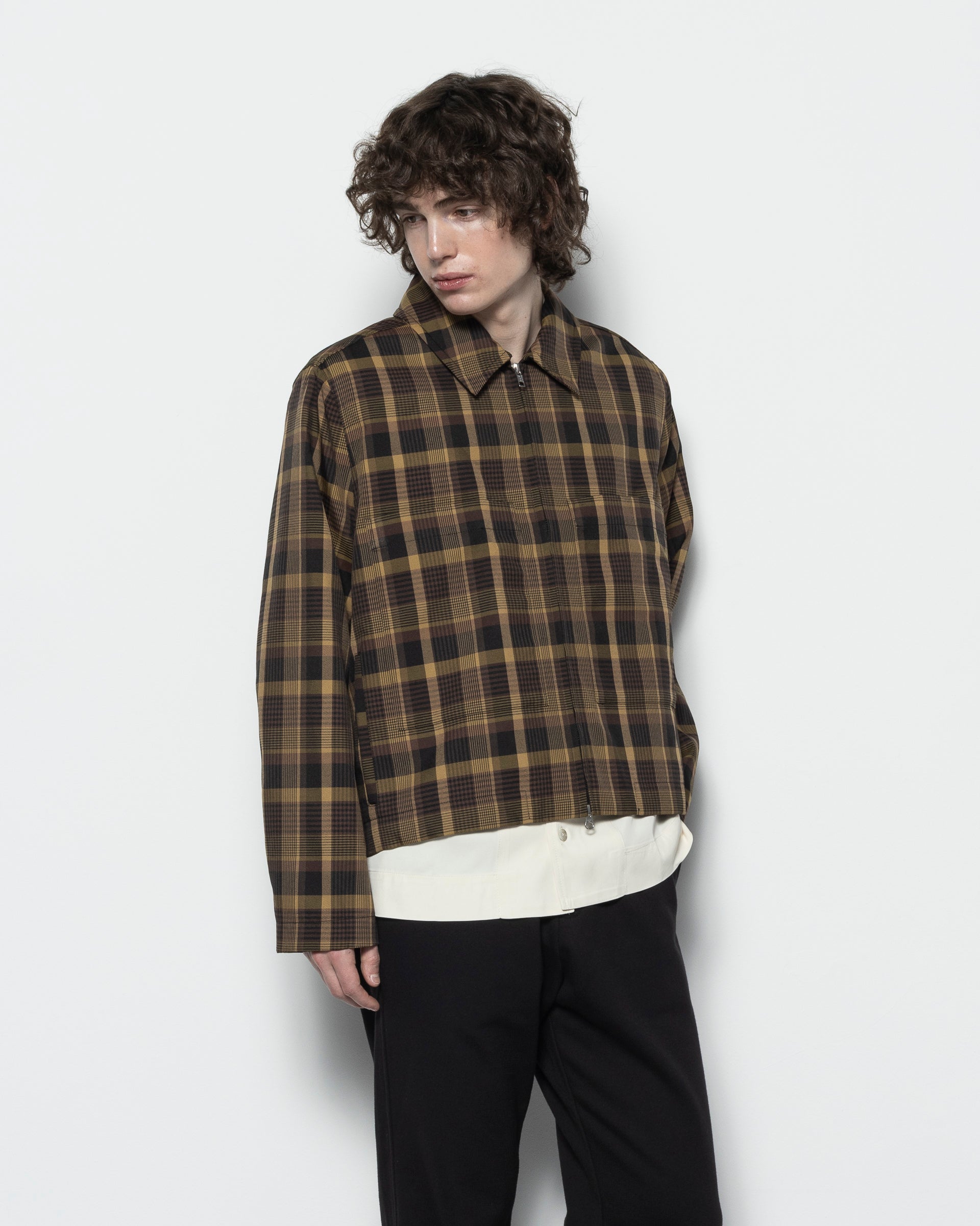 Crop Patch Pocket Jacket in Mustard and Brown