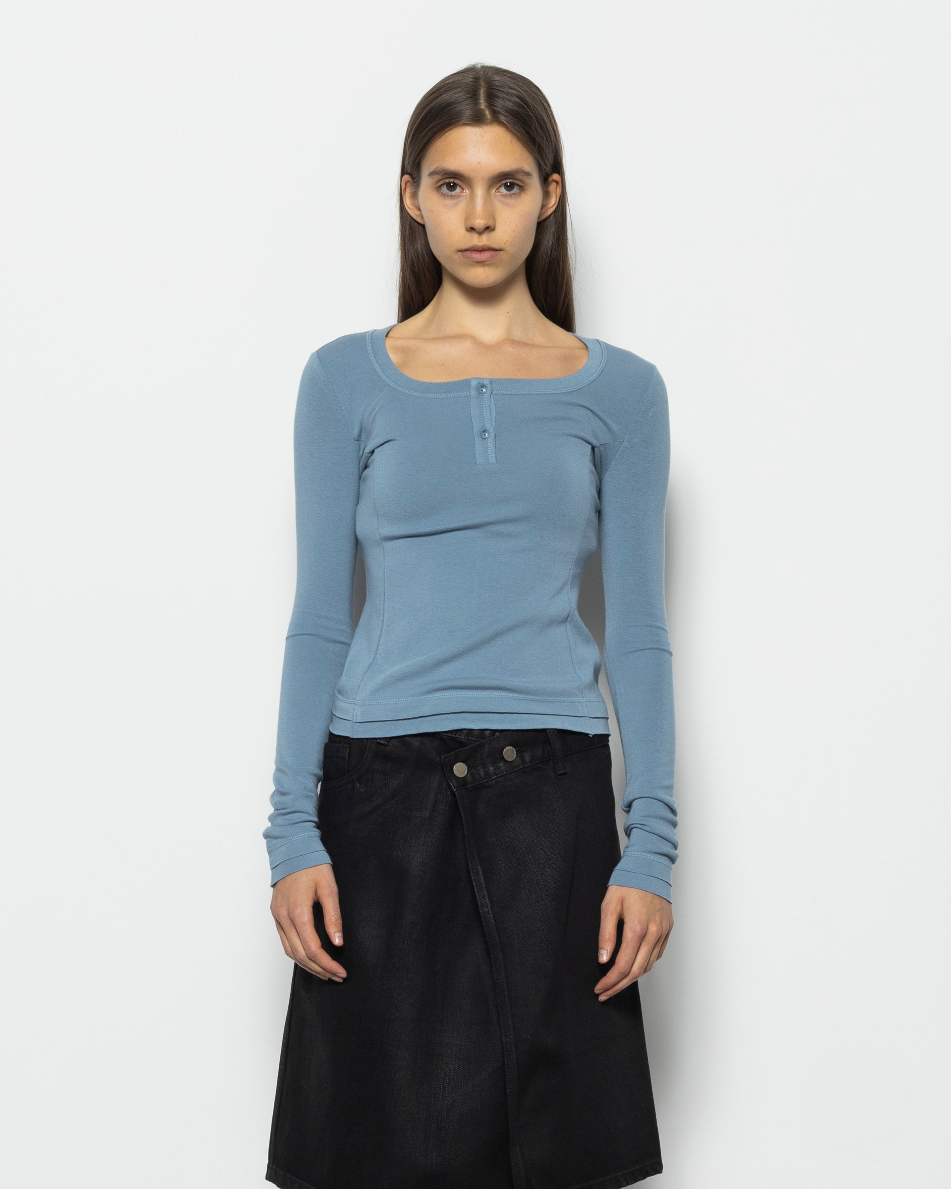 Henley Long Sleeve in Blue