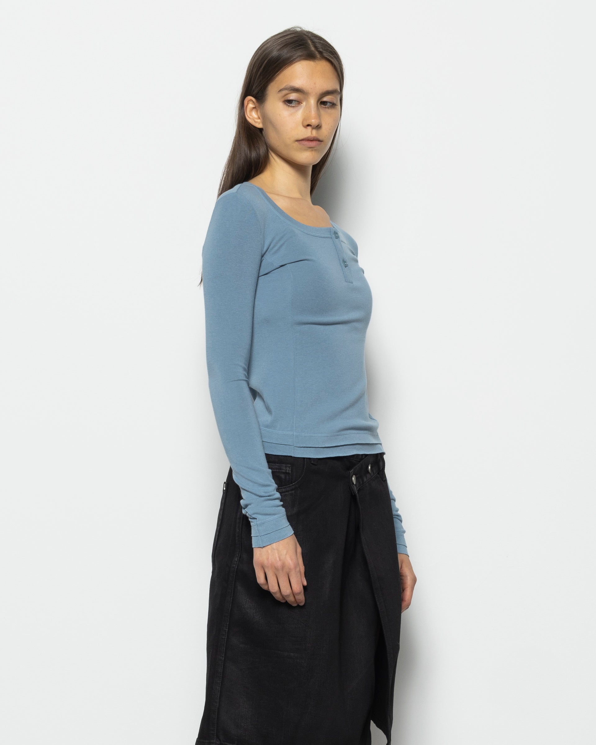 Henley Long Sleeve in Blue
