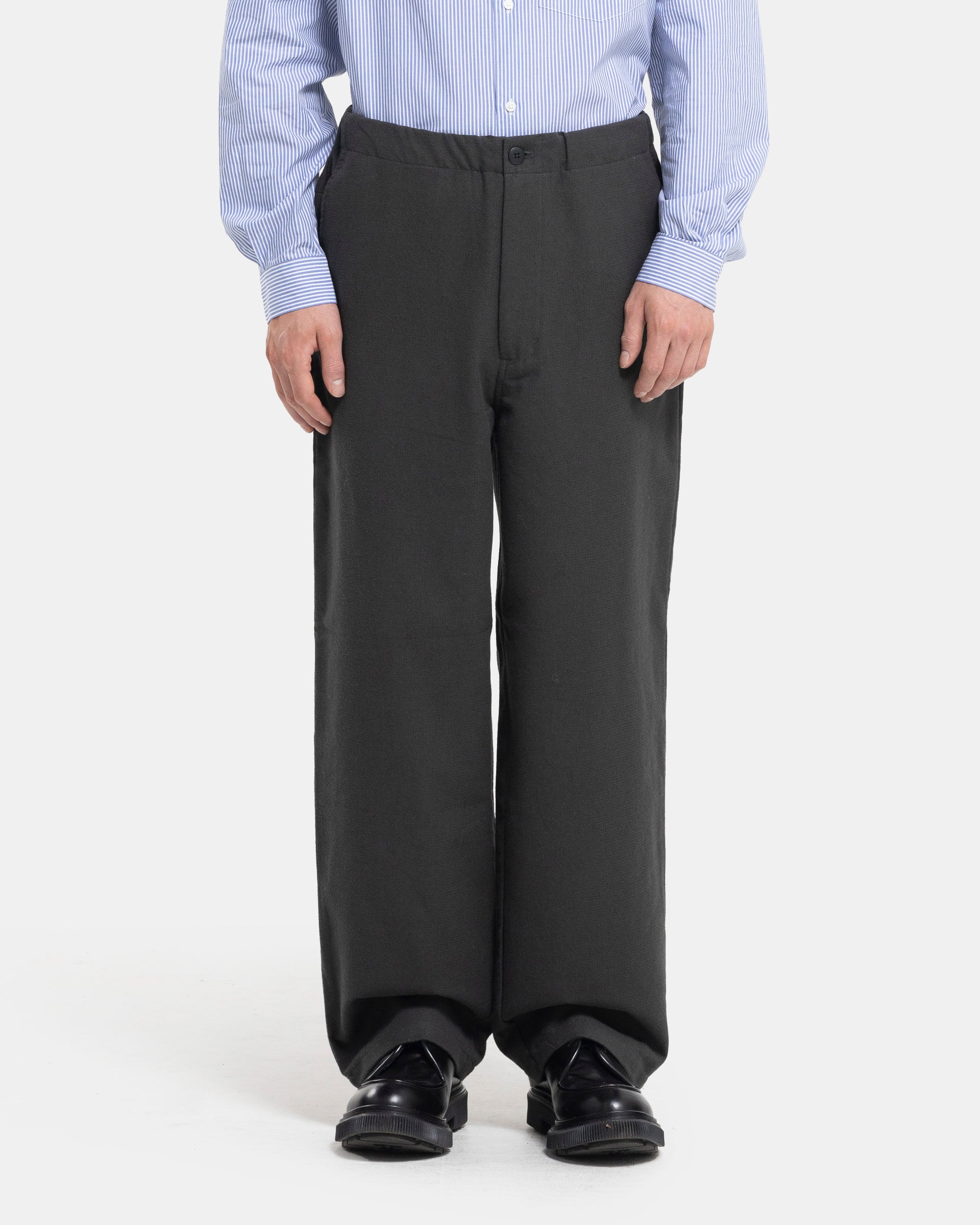 Still by hand Wool Mix Easy Pants in Charcoal
