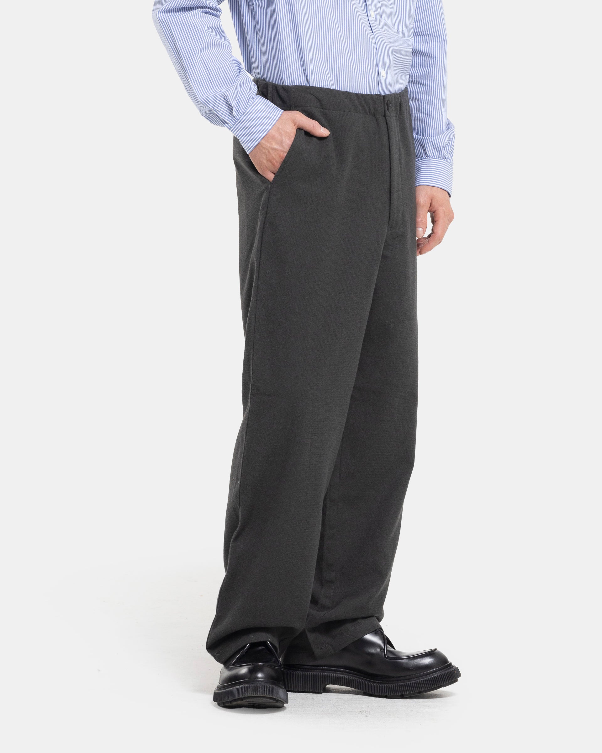 Still by hand Wool Mix Easy Pants in Charcoal