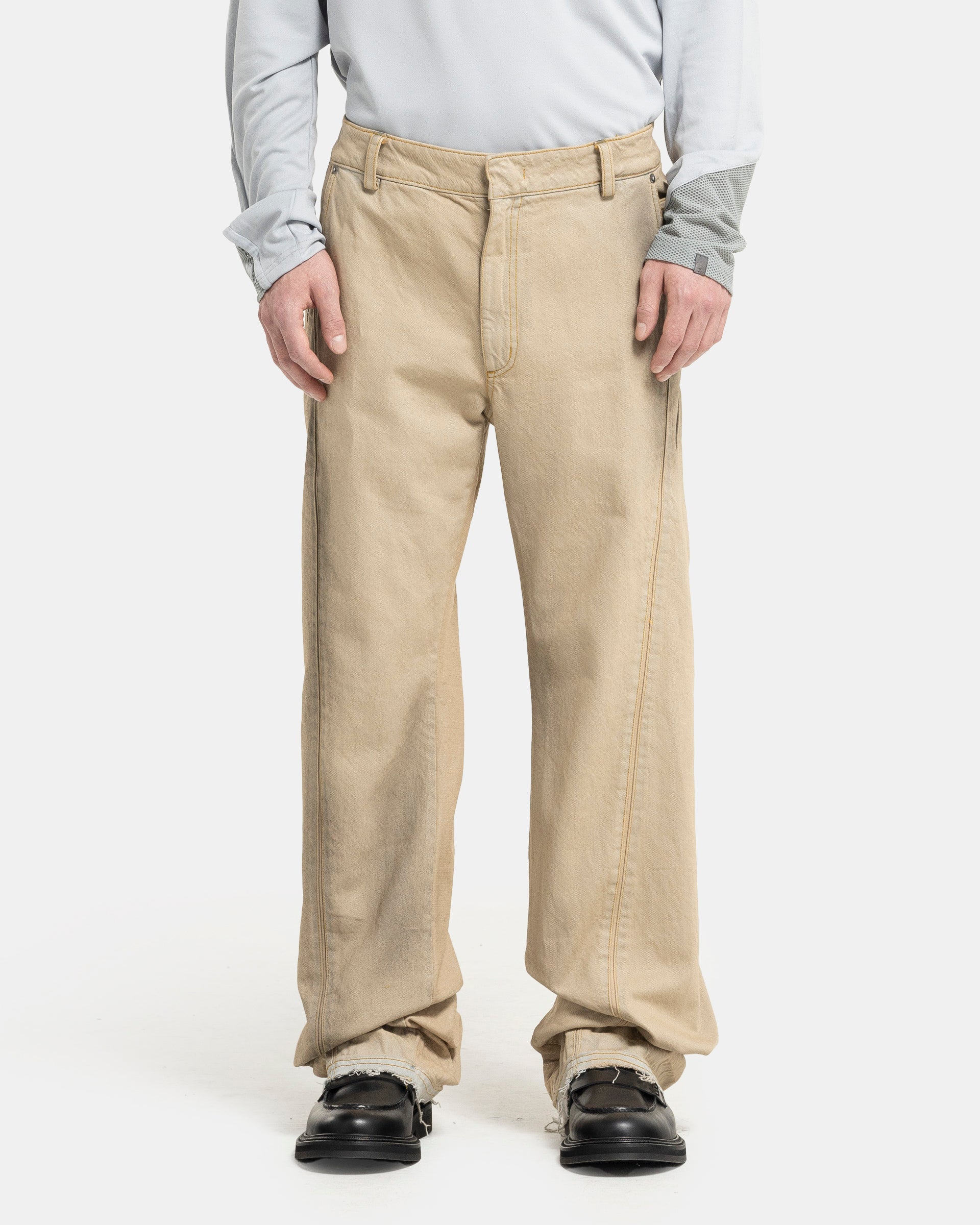 06 Bleached Denim Trouser in Sand Beige
