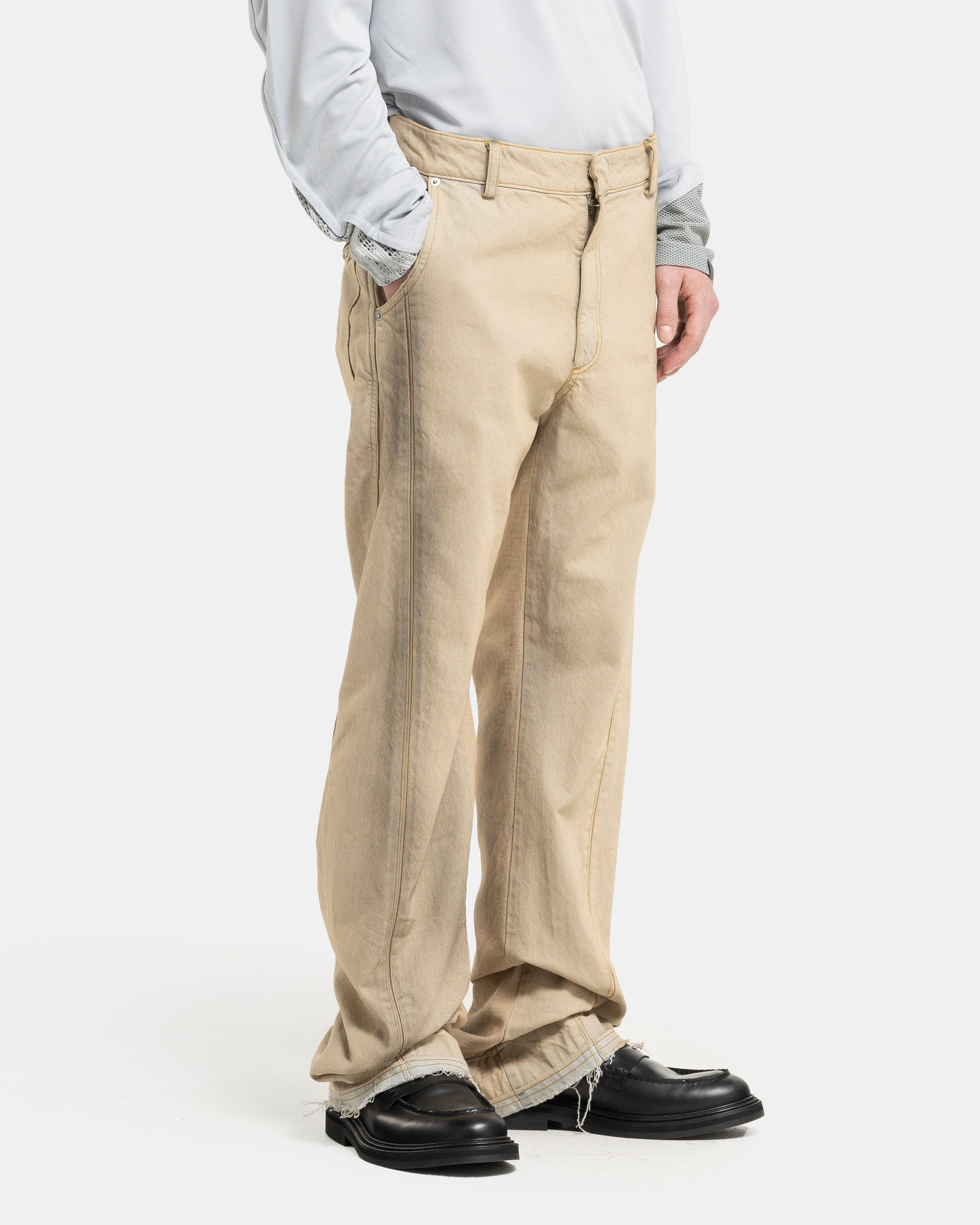 06 Bleached Denim Trouser in Sand Beige