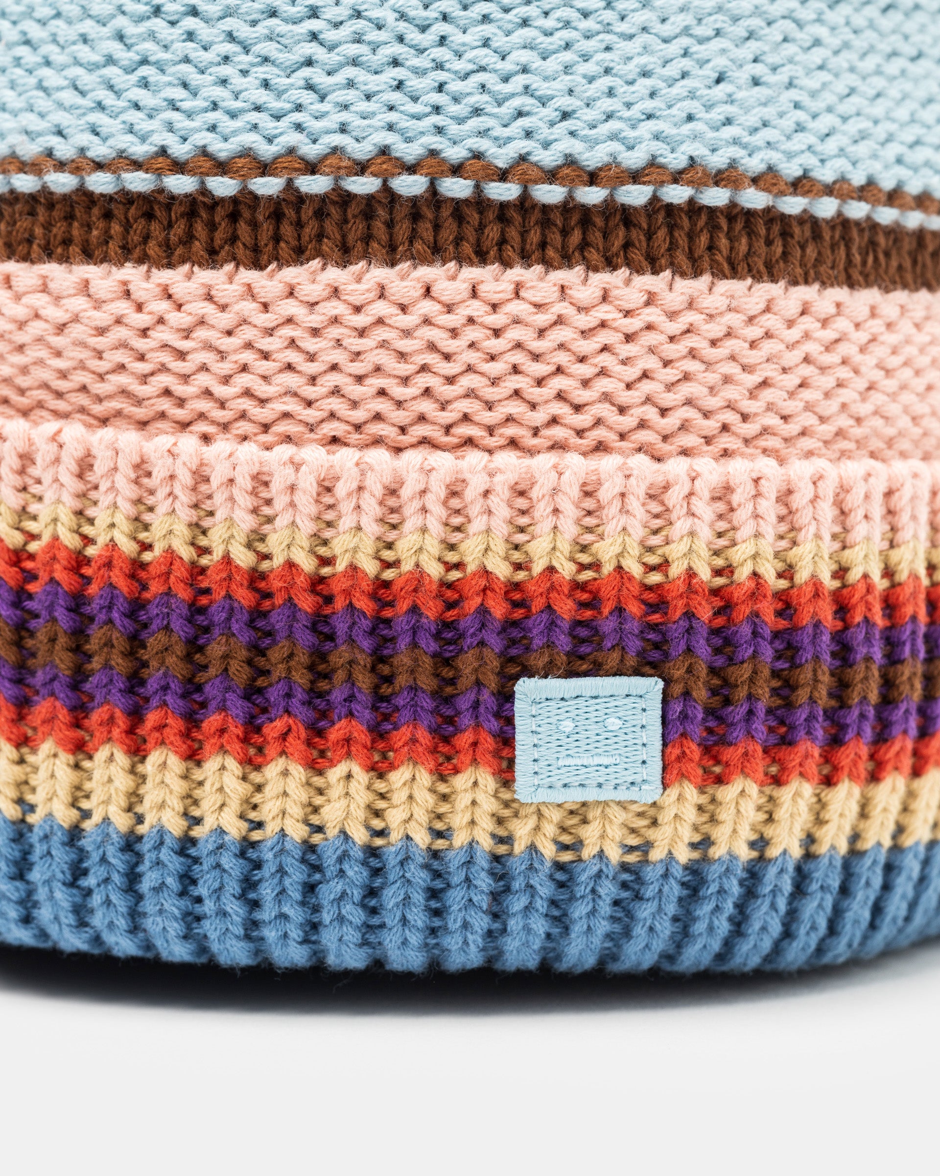 Stripe Knit Beanie in Dusty Blue-Multi